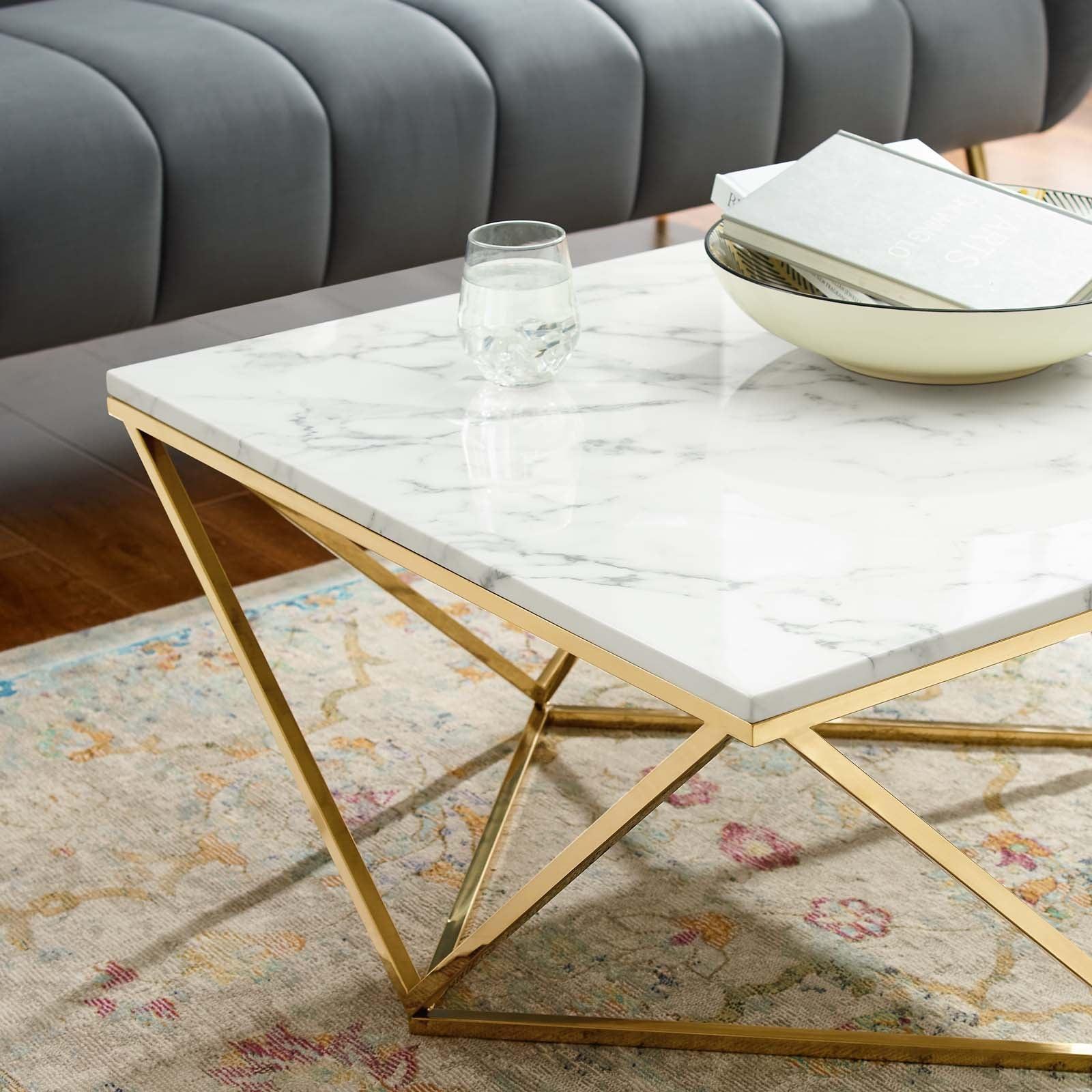 Modway Vertex Gold Metal Stainless Steel Coffee Table FredCo