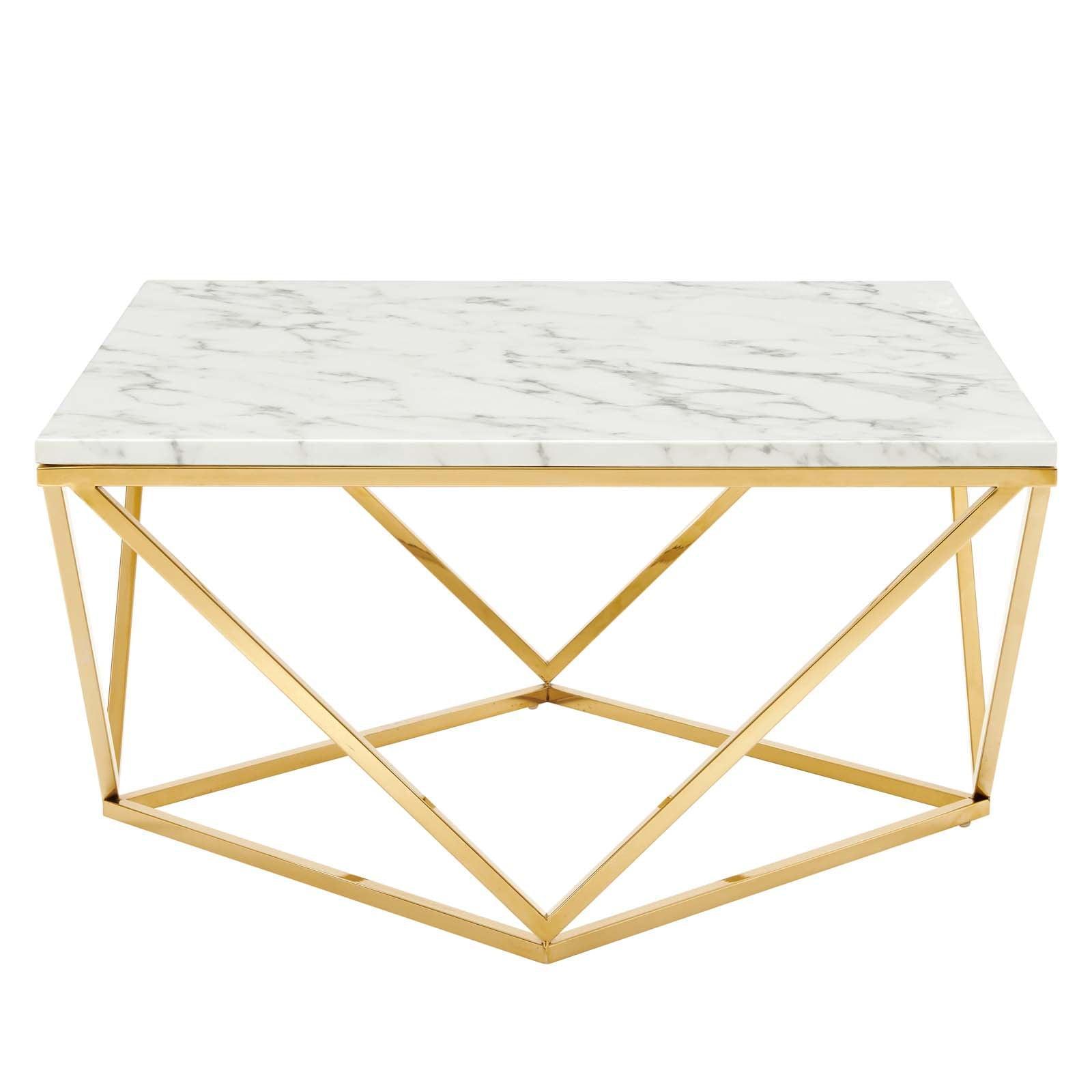 Modway Vertex Gold Metal Stainless Steel Coffee Table FredCo