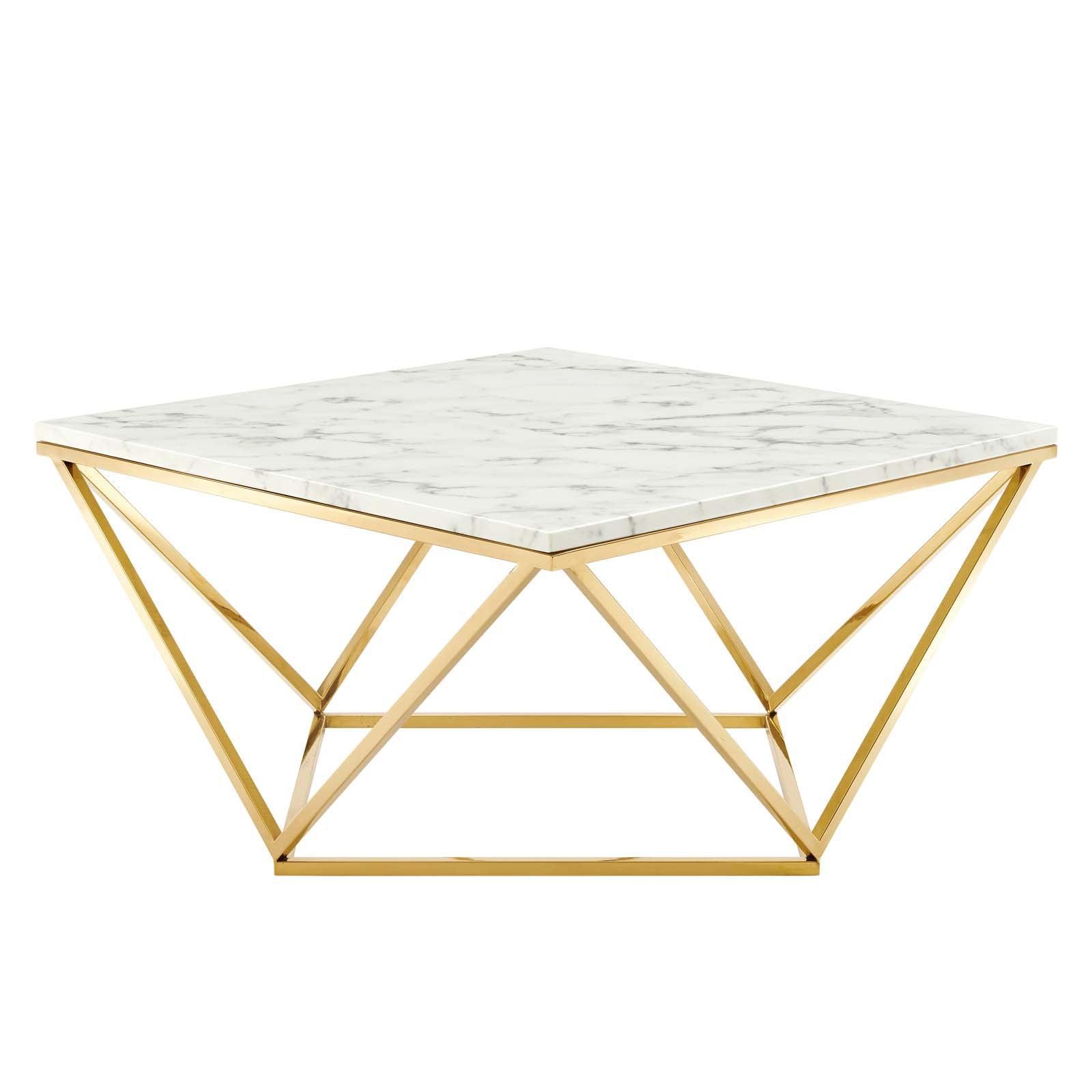 Modway Vertex Gold Metal Stainless Steel Coffee Table FredCo