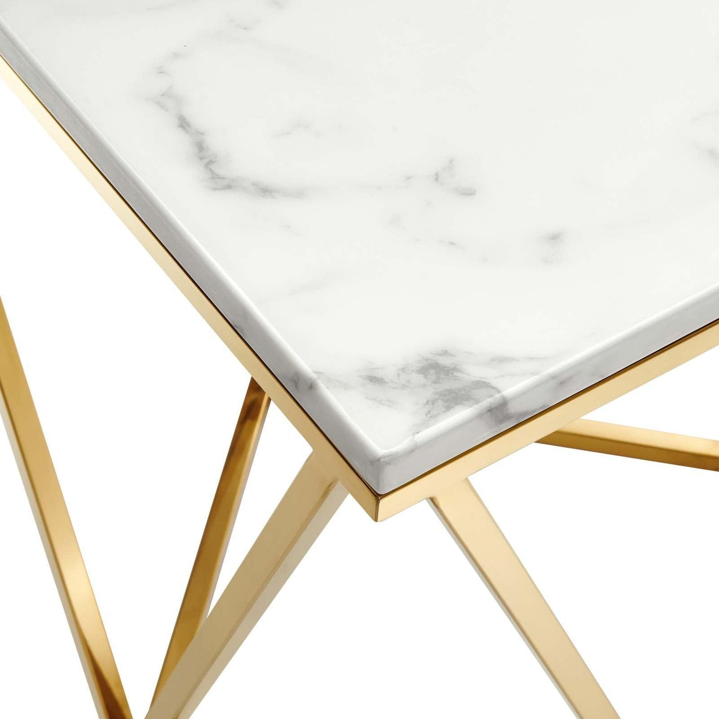 Modway Vertex Gold Metal Stainless Steel End Table FredCo