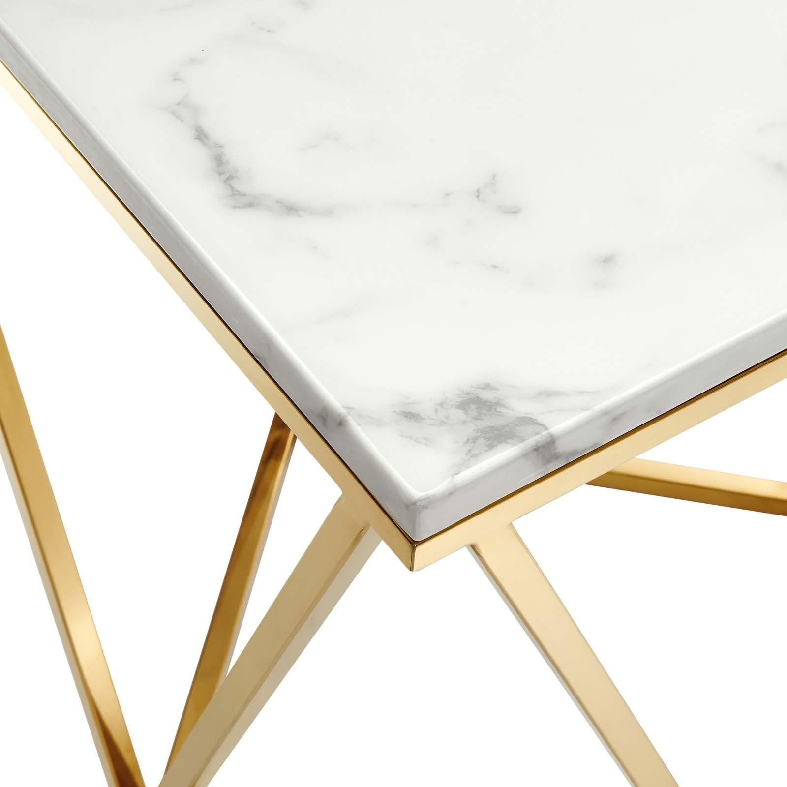Modway Vertex Gold Metal Stainless Steel End Table FredCo
