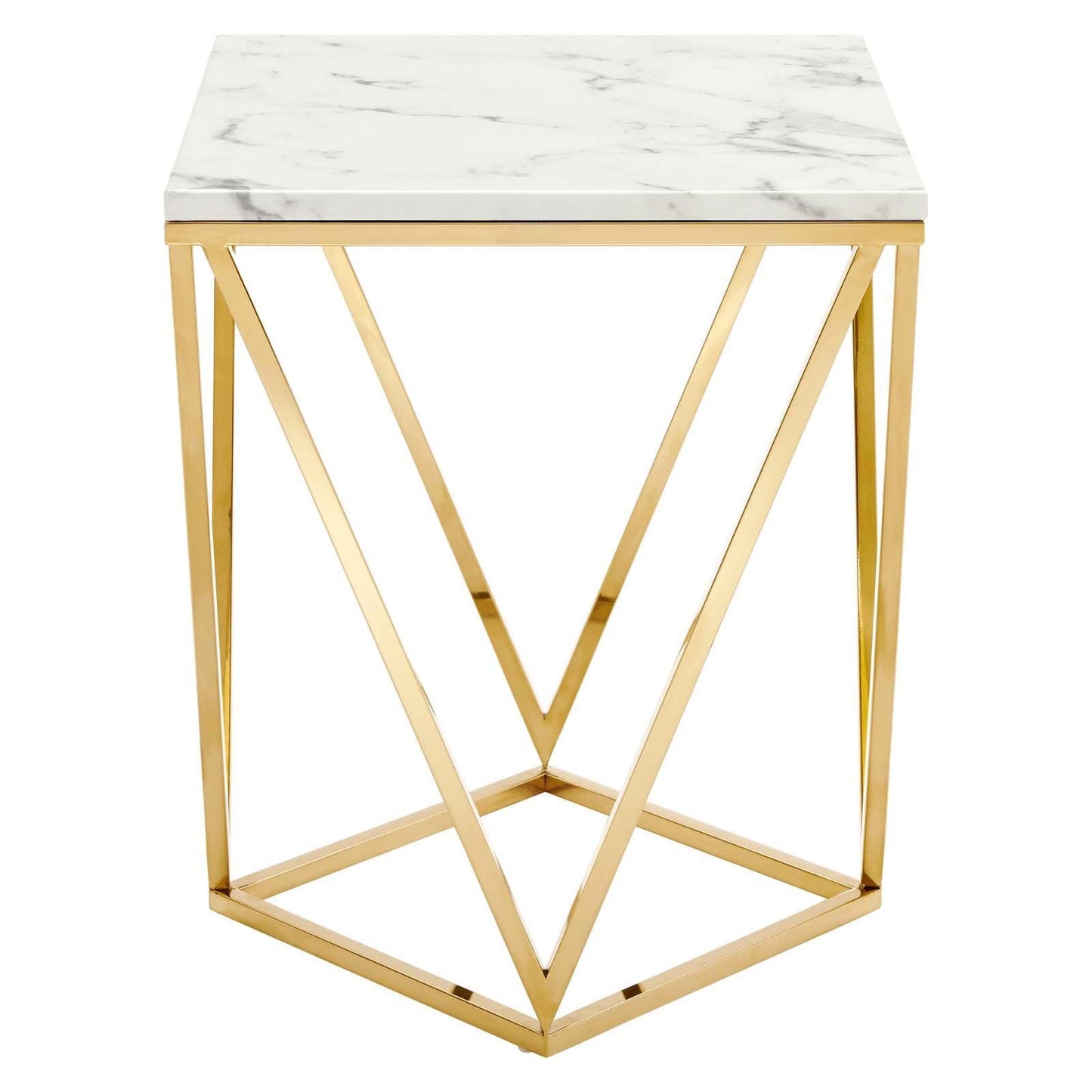 Modway Vertex Gold Metal Stainless Steel End Table FredCo