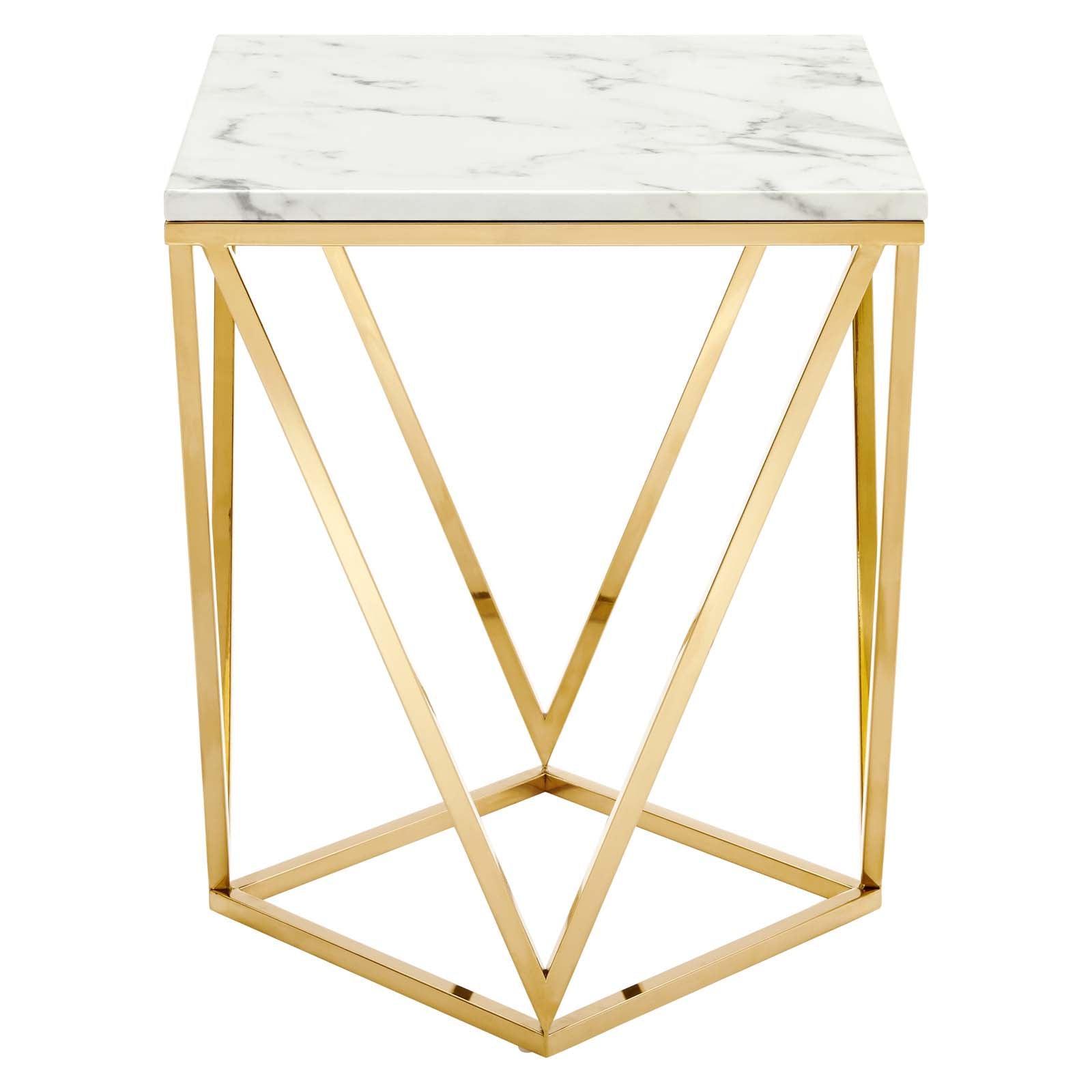 Modway Vertex Gold Metal Stainless Steel End Table FredCo