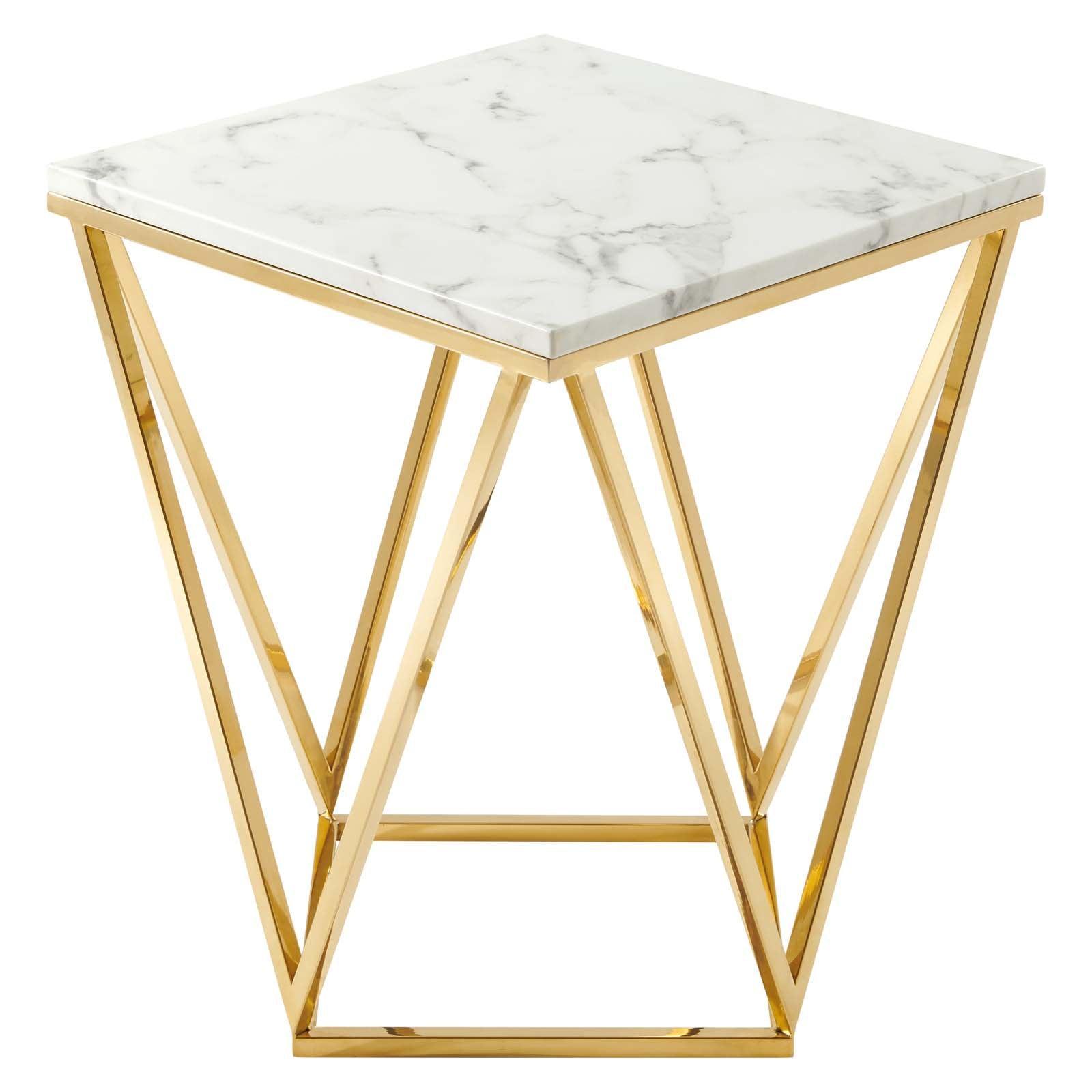 Modway Vertex Gold Metal Stainless Steel End Table FredCo