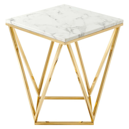 Modway Vertex Gold Metal Stainless Steel End Table FredCo