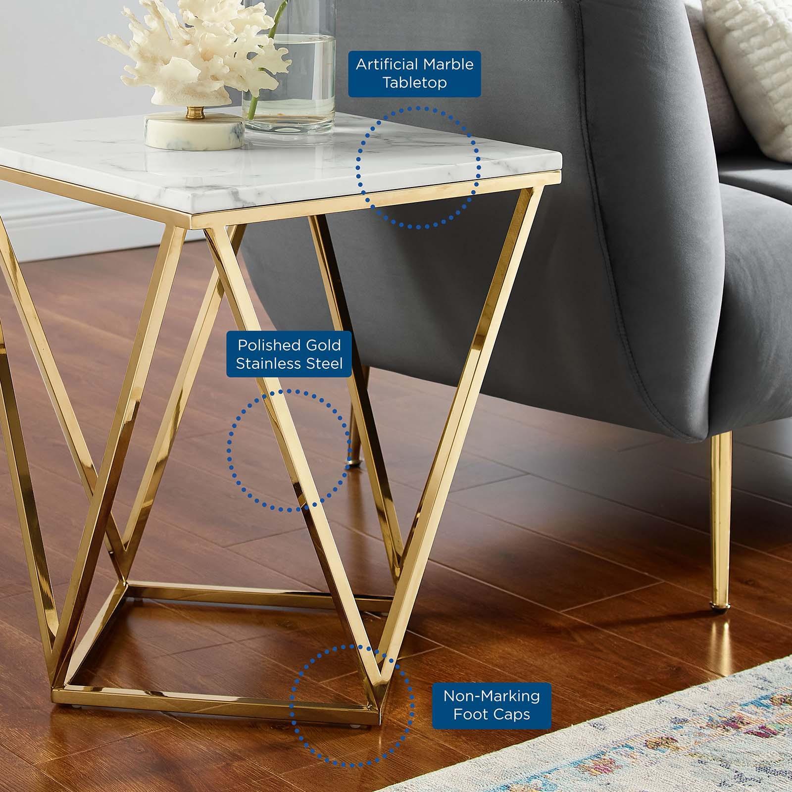 Modway Vertex Gold Metal Stainless Steel End Table FredCo