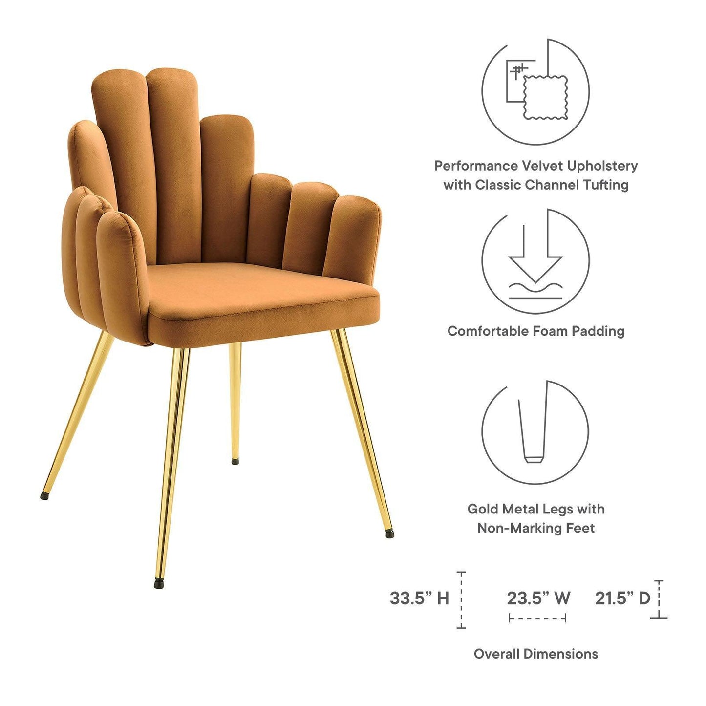 Modway Viceroy Performance Velvet Dining Chair Set of 2 FredCo