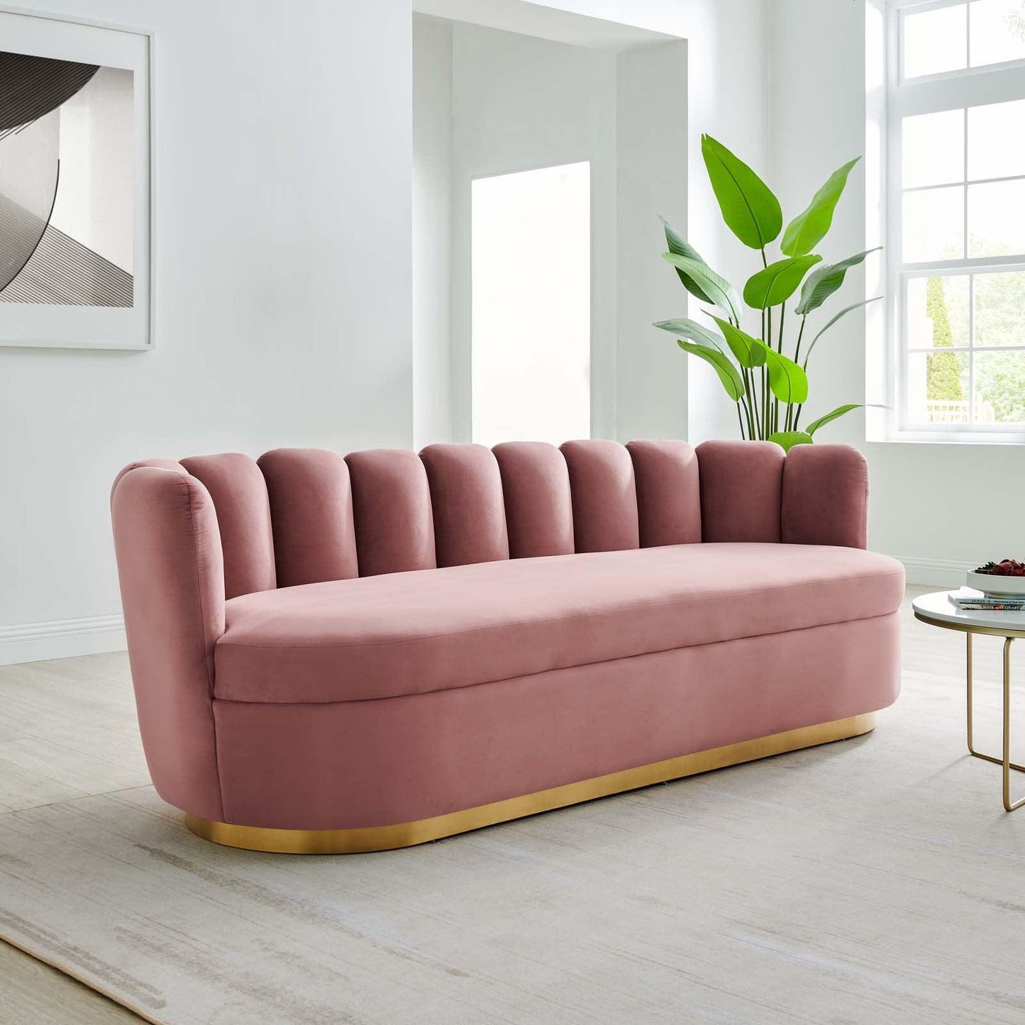 Modway Victoria Channel Tufted Performance Velvet Sofa FredCo