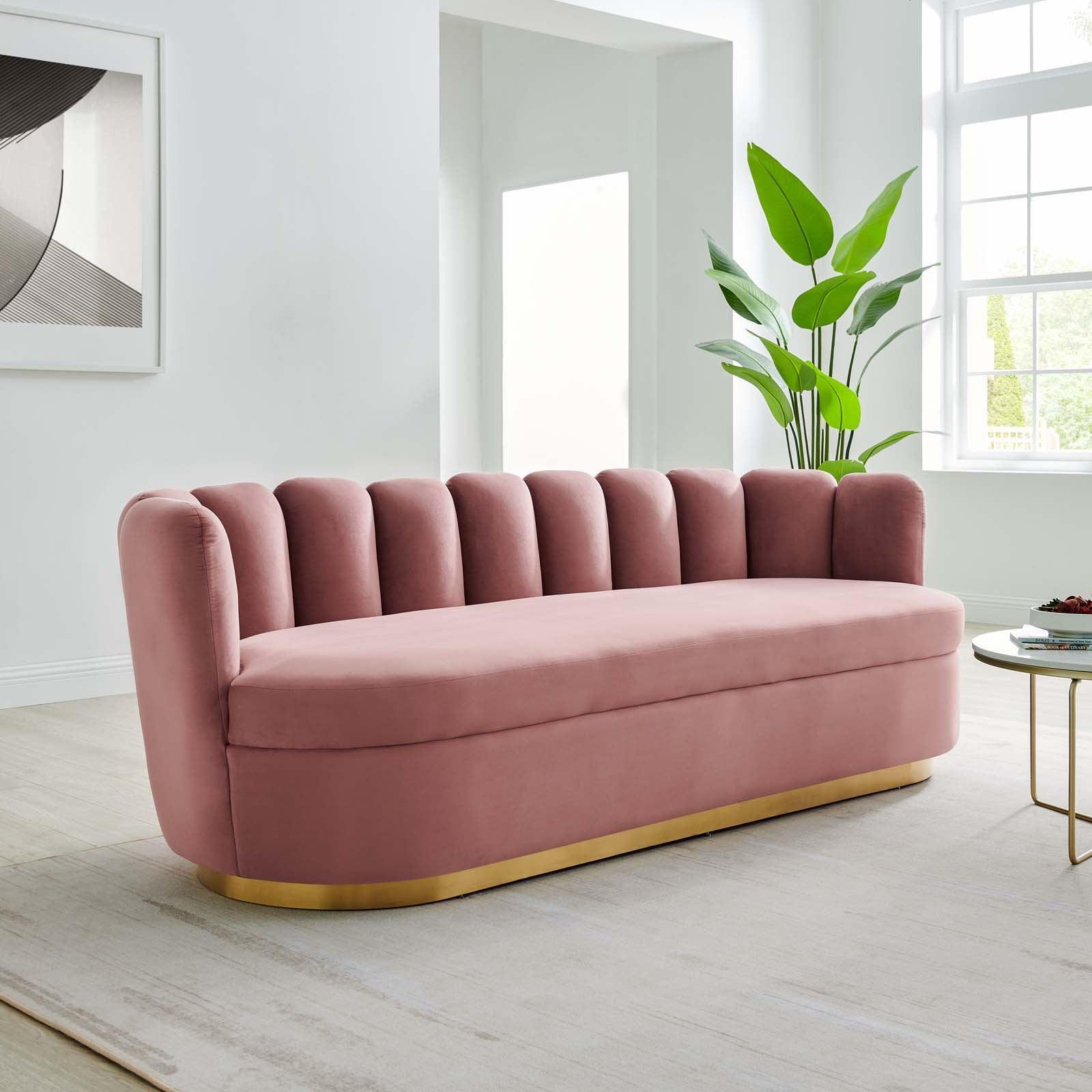 Modway Victoria Channel Tufted Performance Velvet Sofa FredCo