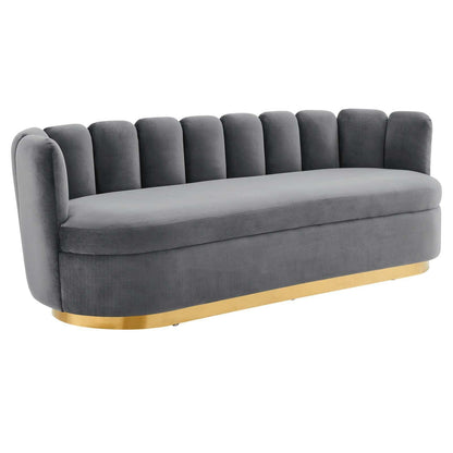 Modway Victoria Channel Tufted Performance Velvet Sofa FredCo