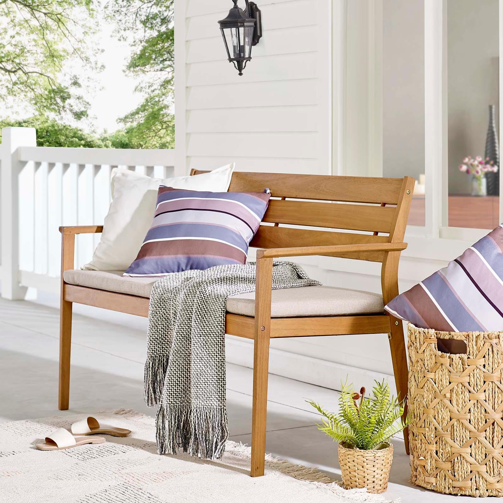 Modway Viewscape Outdoor Patio Ash Wood Loveseat FredCo