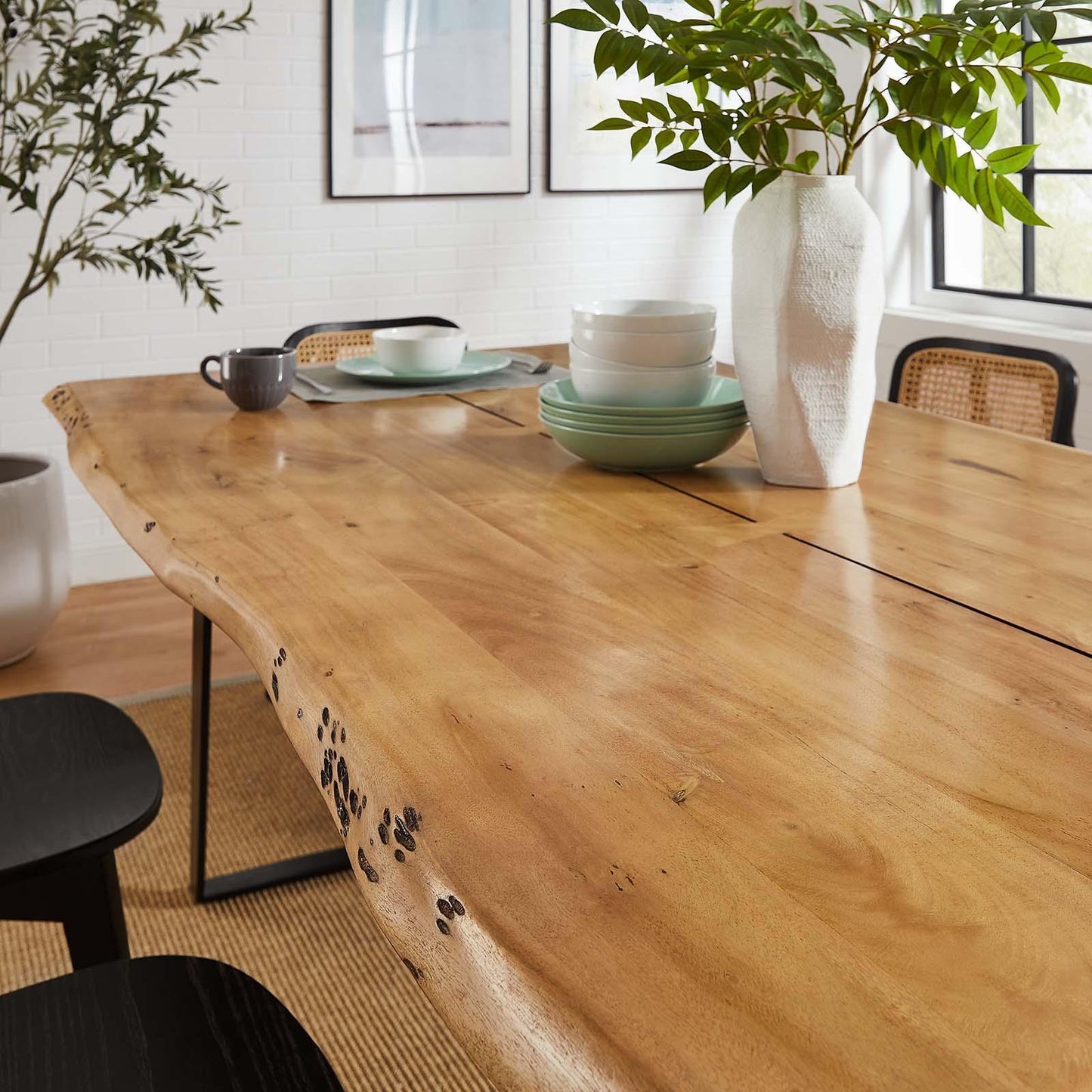Modway Viggo 74" Live Edge Acacia Wood Dining Table, EEI-6069 FredCo
