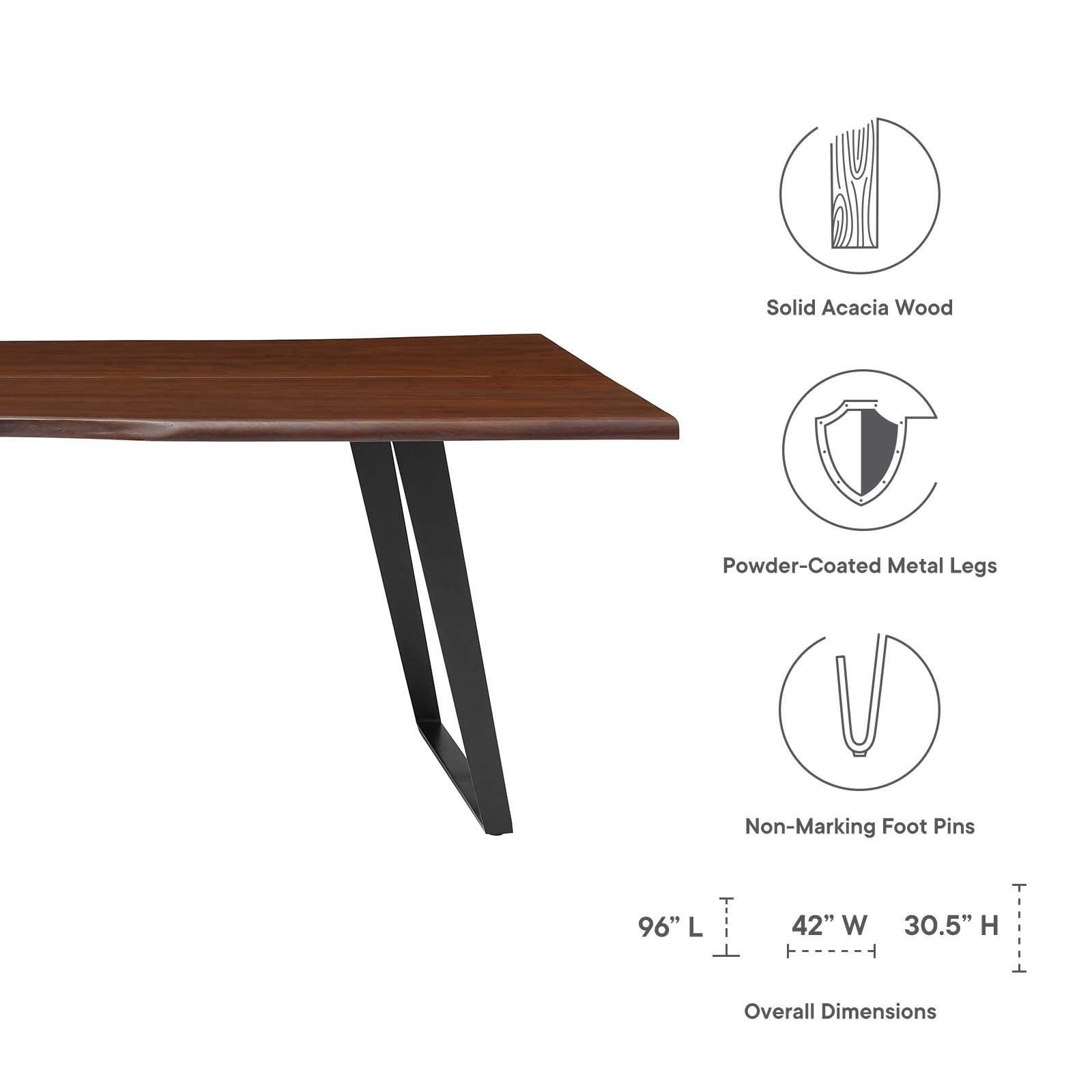 Modway Viggo 96" Live Edge Acacia Wood Dining Table FredCo