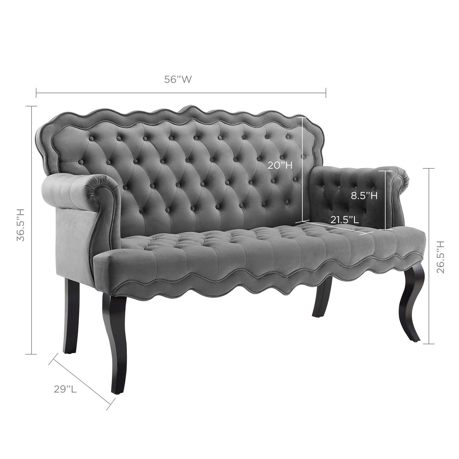 Modway Viola Chesterfield Button Tufted Loveseat Performance Velvet Settee FredCo