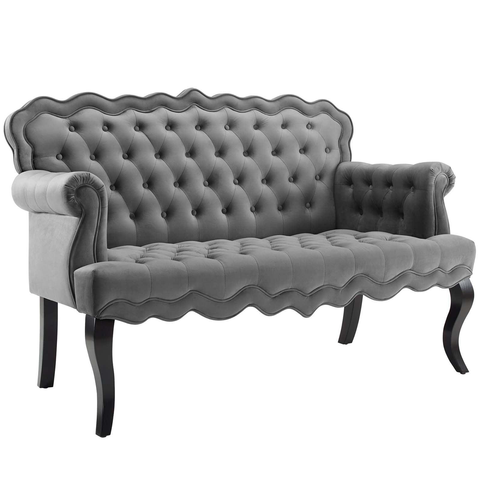 Modway Viola Chesterfield Button Tufted Loveseat Performance Velvet Settee FredCo