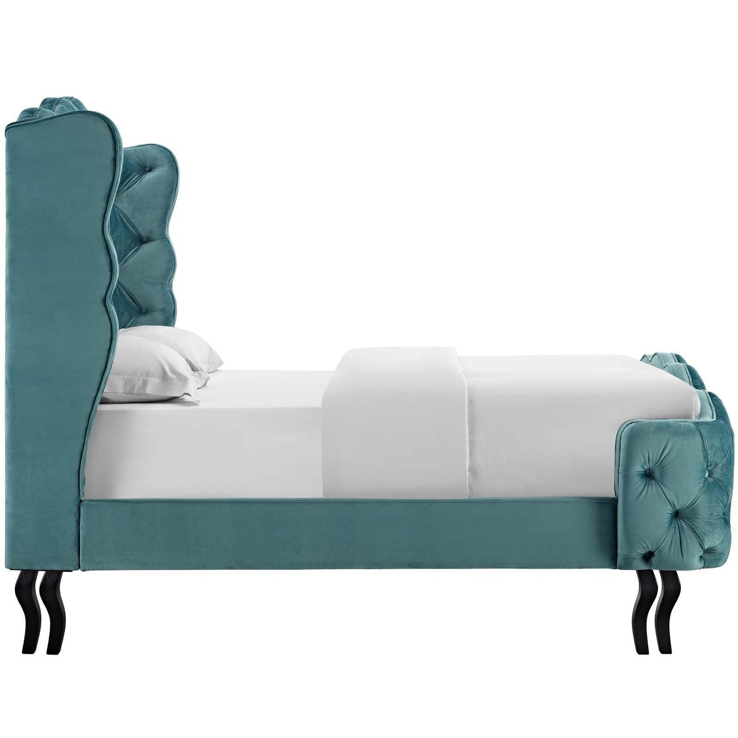 Modway Violette Queen Tufted Wingback Performance Velvet Platform Bed FredCo