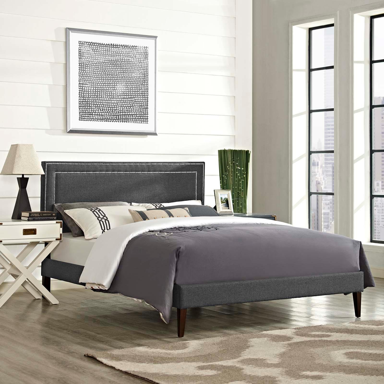 Modway Virginia Full Fabric Platform Bed with Squared Tapered Legs FredCo
