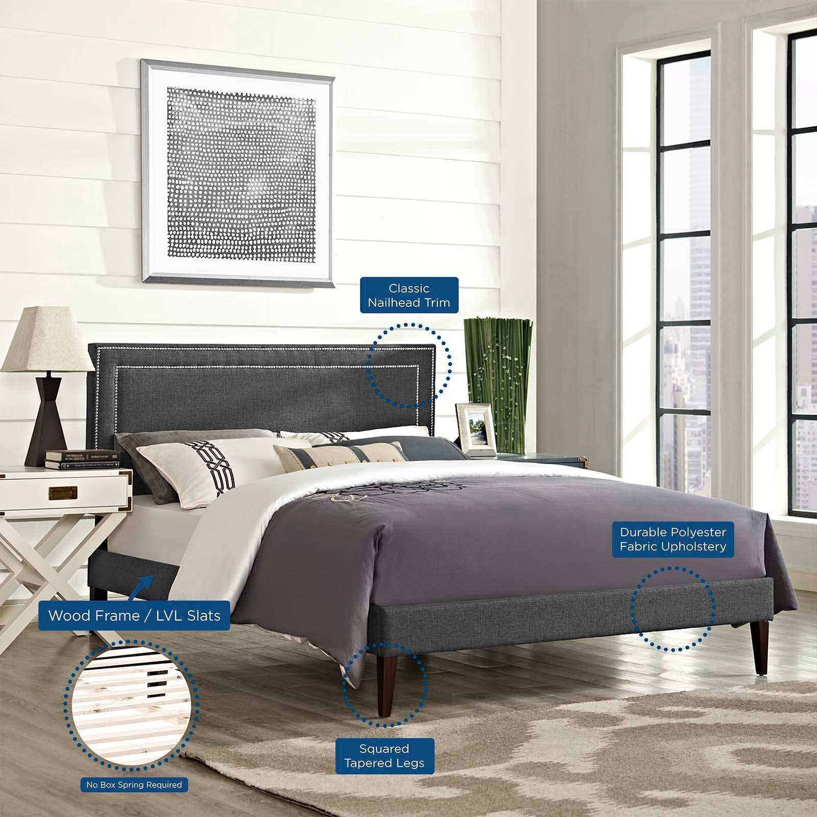 Modway Virginia Full Fabric Platform Bed with Squared Tapered Legs FredCo