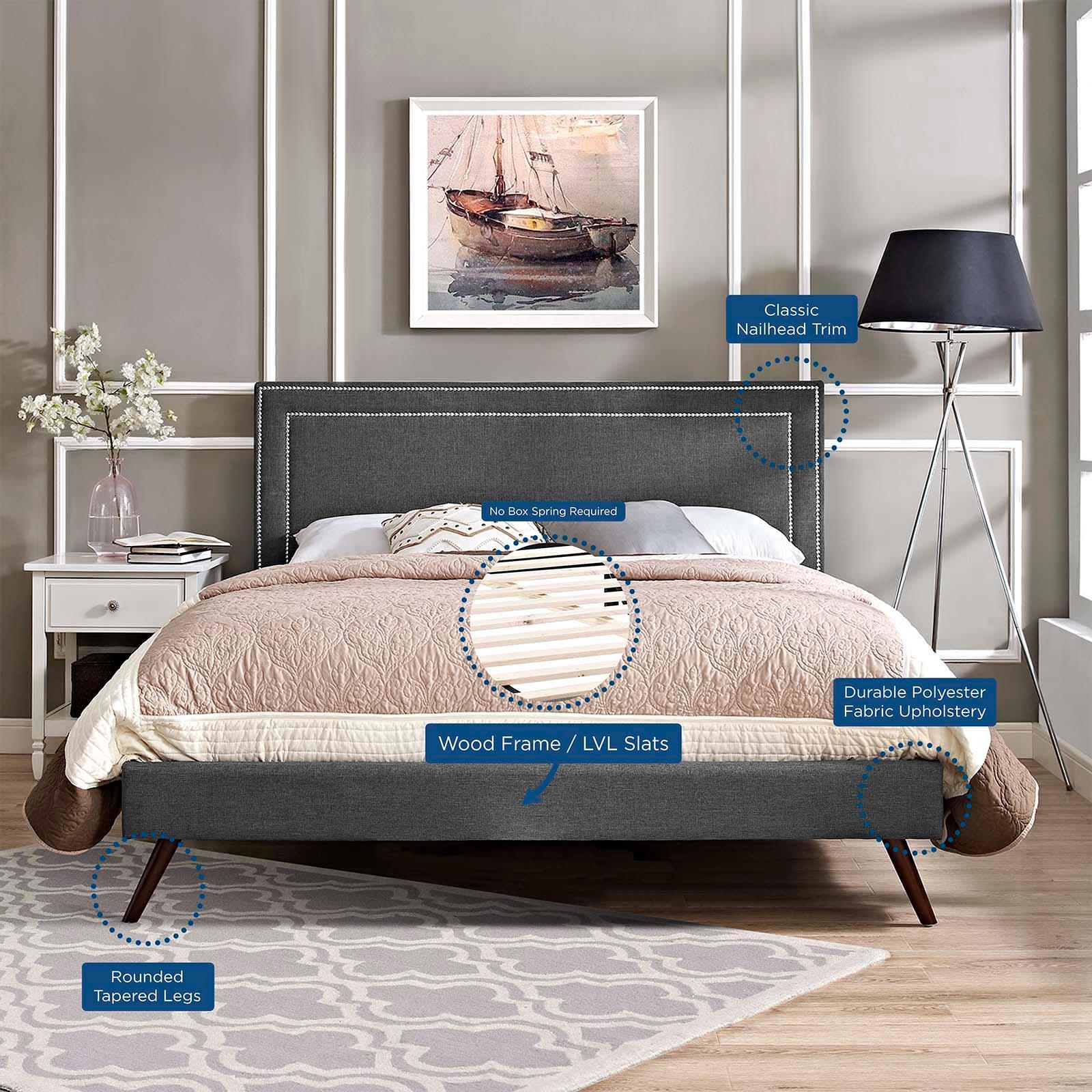 Modway Virginia Queen Fabric Platform Bed with Round Splayed Legs FredCo