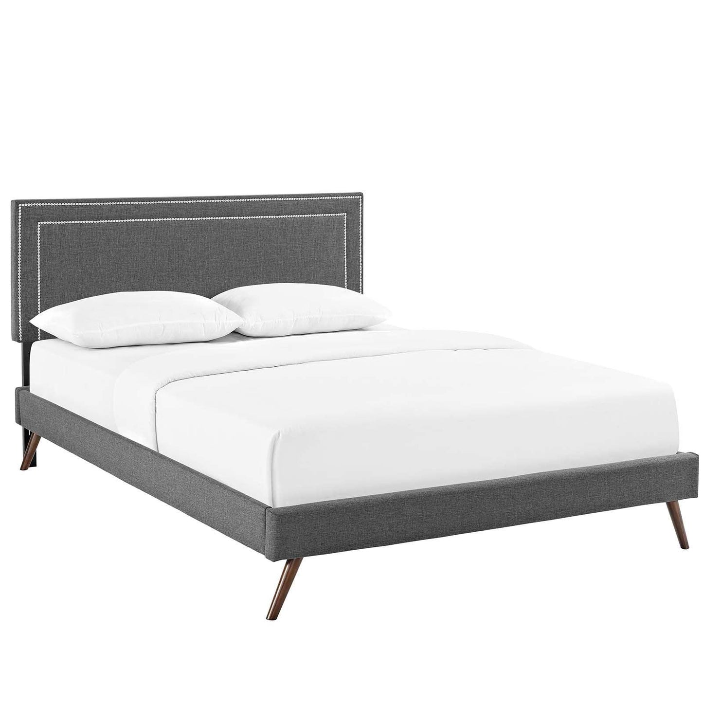 Modway Virginia Queen Fabric Platform Bed with Round Splayed Legs FredCo