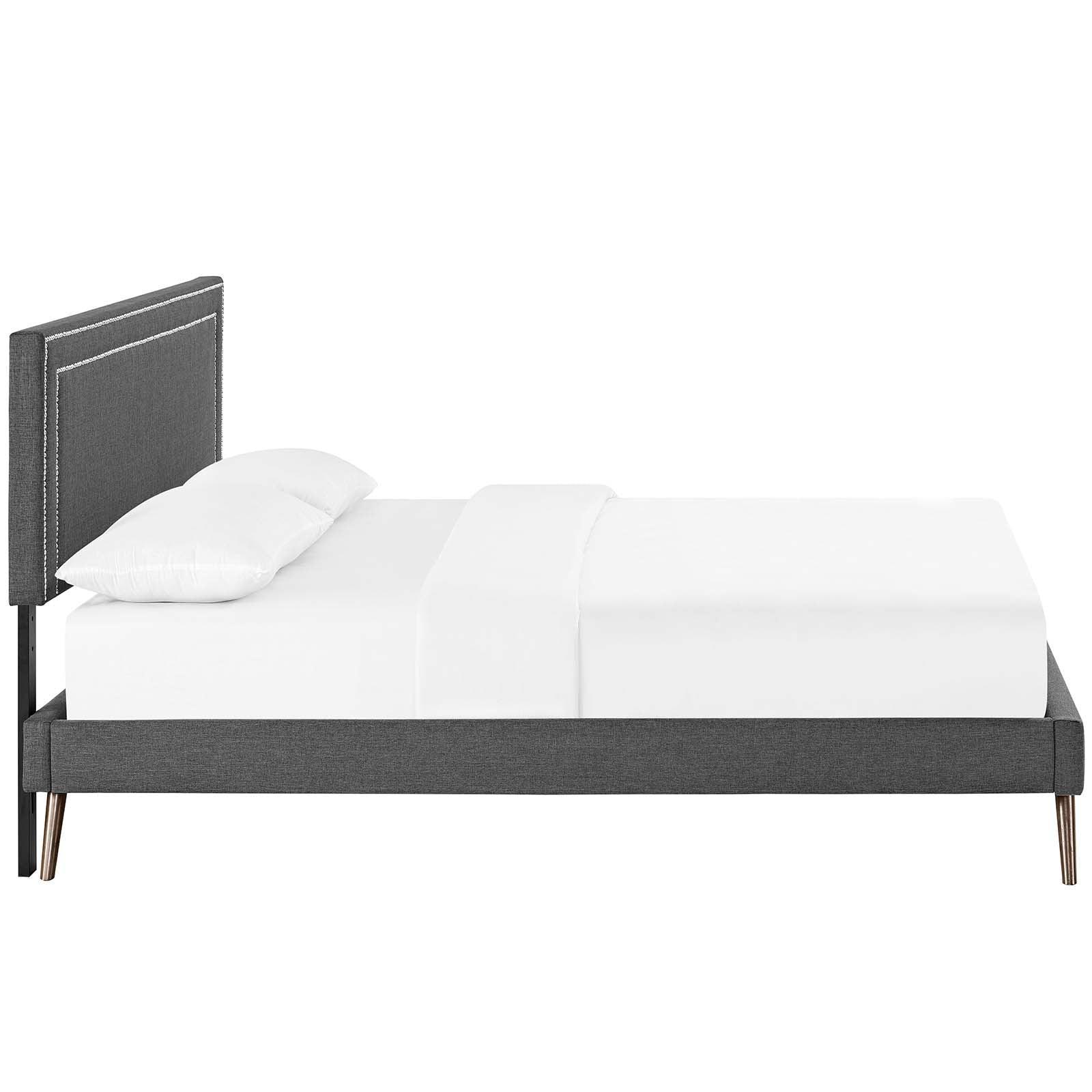 Modway Virginia Queen Fabric Platform Bed with Round Splayed Legs FredCo