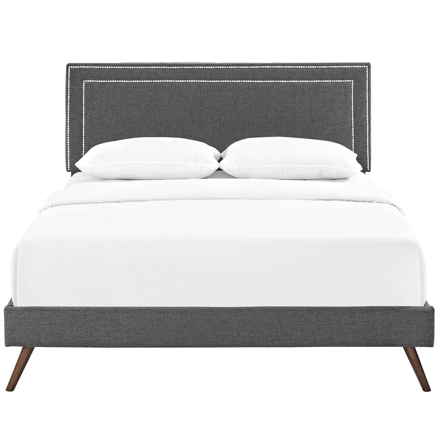 Modway Virginia Queen Fabric Platform Bed with Round Splayed Legs FredCo