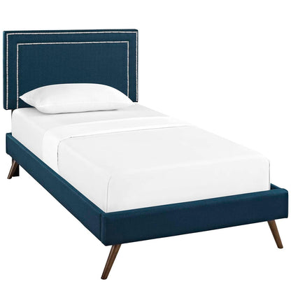 Modway Virginia Twin Fabric Platform Bed with Round Splayed Legs FredCo