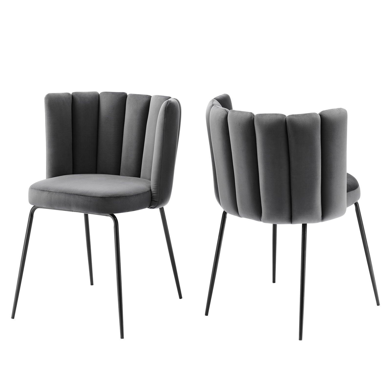 Modway Virtue Performance Velvet Dining Chair Set of 2 FredCo