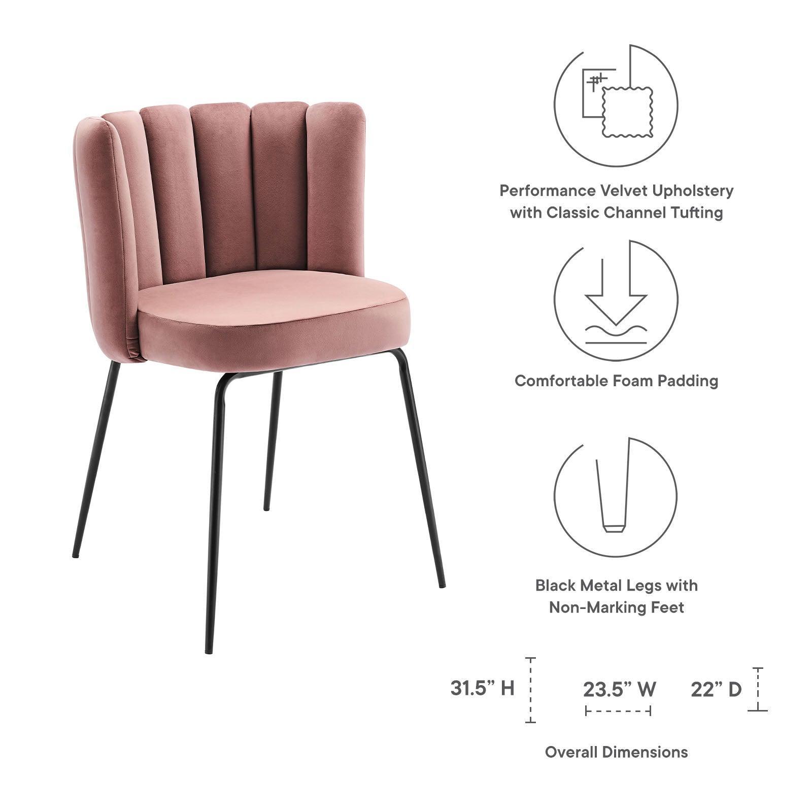 Modway Virtue Performance Velvet Dining Chair Set of 2 FredCo