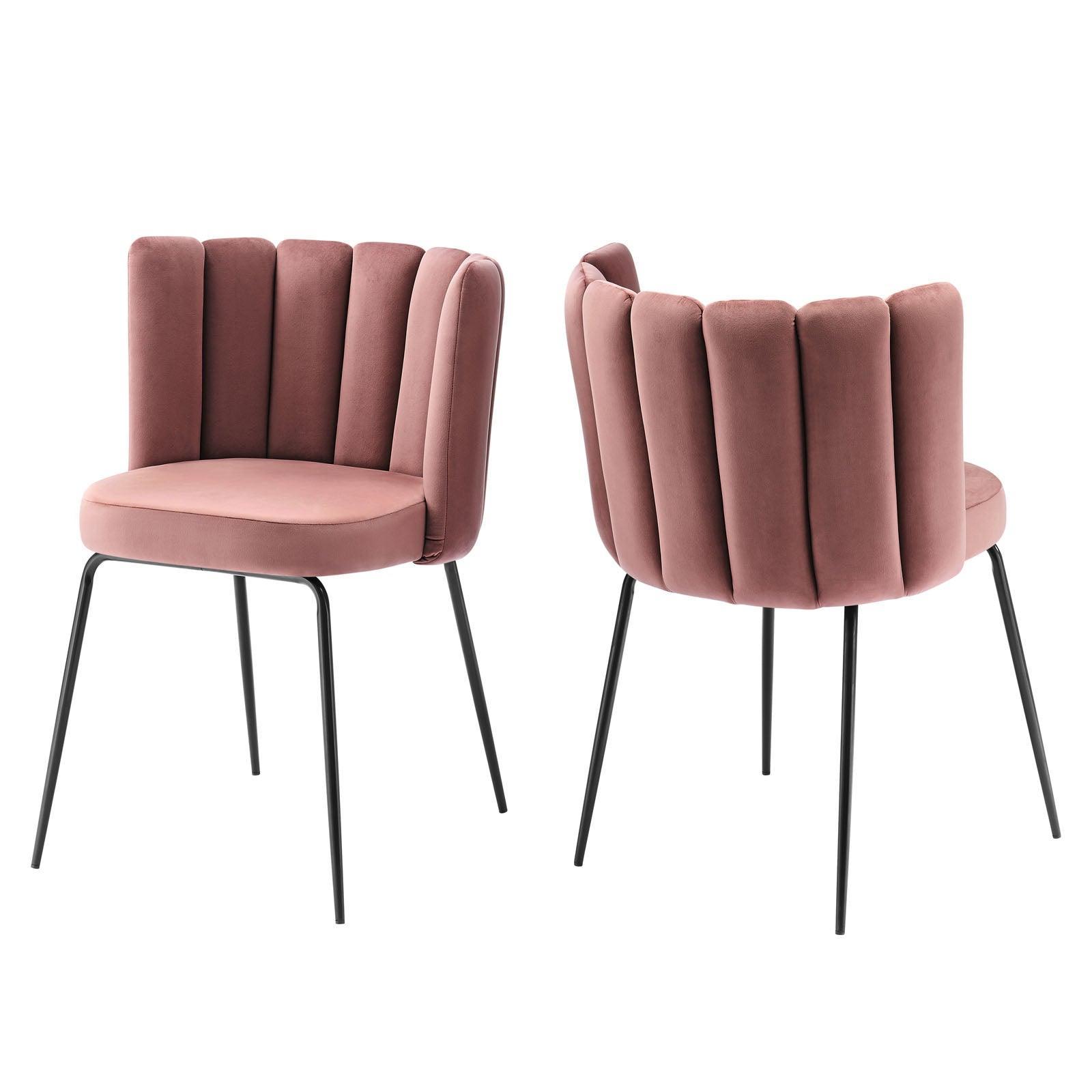 Modway Virtue Performance Velvet Dining Chair Set of 2 FredCo