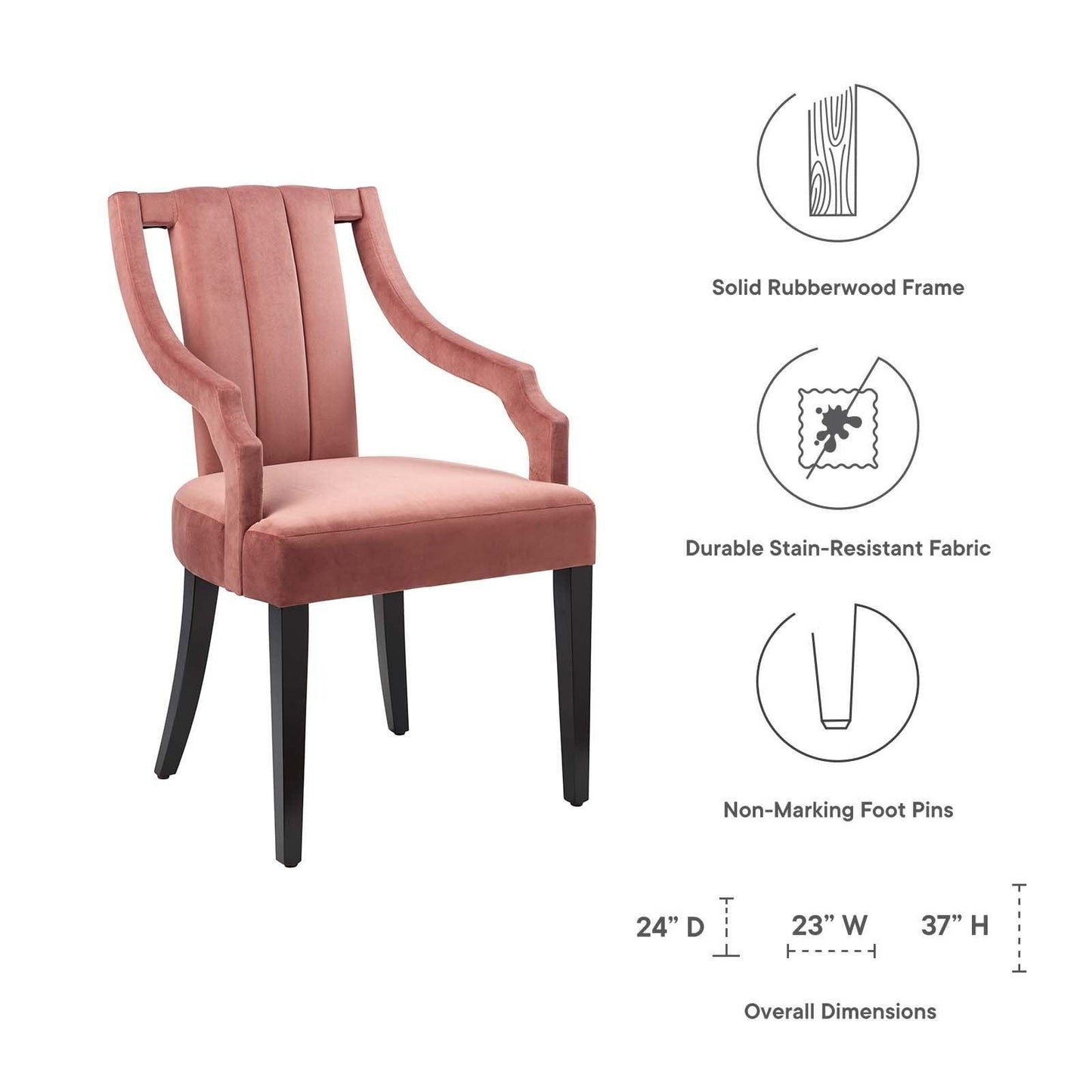 Modway Virtue Performance Velvet Dining Chairs - Set of 2 FredCo