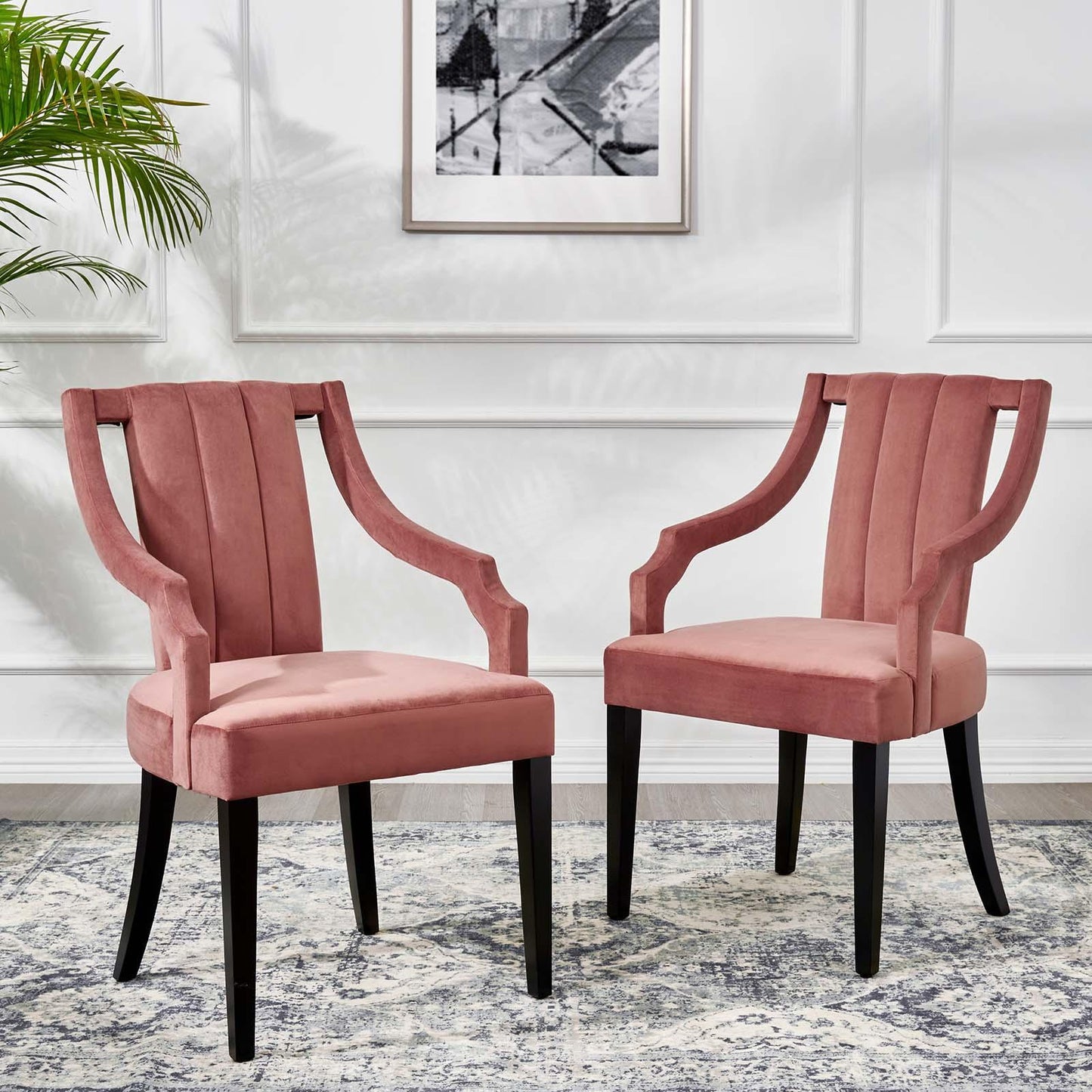 Modway Virtue Performance Velvet Dining Chairs - Set of 2 FredCo
