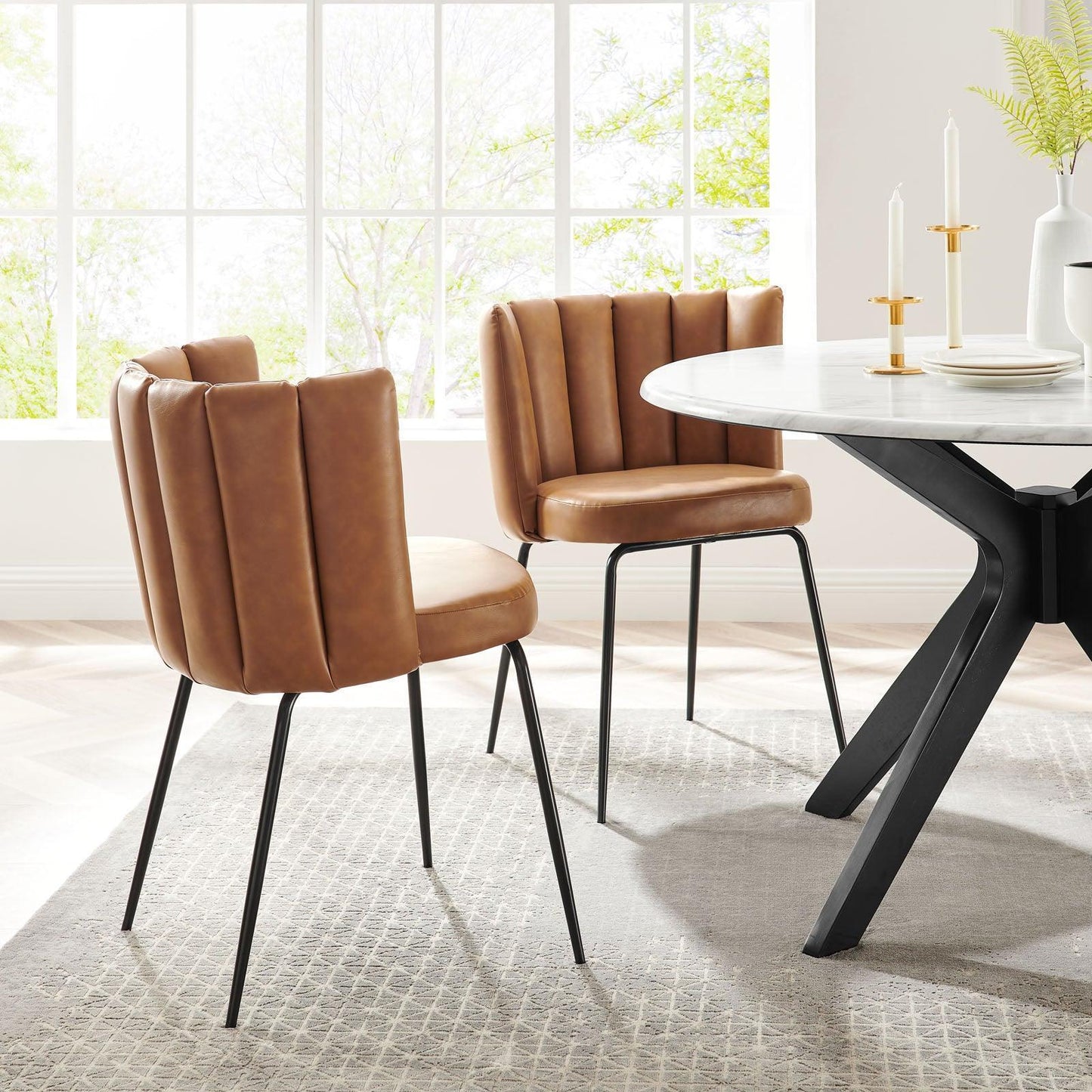 Modway Virtue Vegan Leather Dining Chair Set of 2 FredCo
