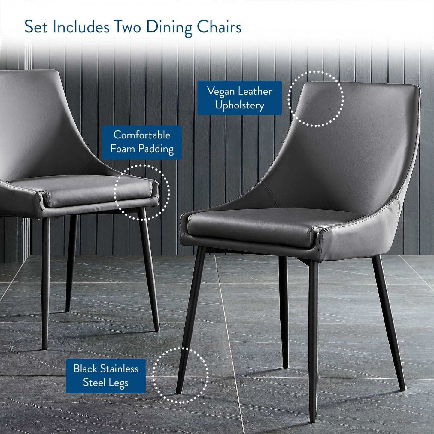 Modway Viscount Vegan Leather Dining Chairs - Set of 2 FredCo