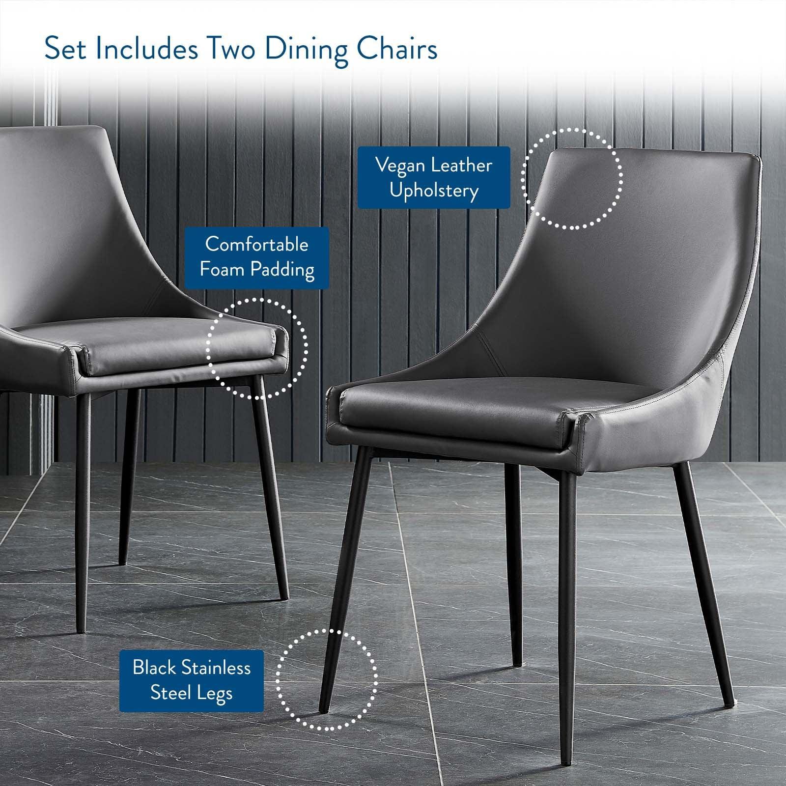 Modway Viscount Vegan Leather Dining Chairs - Set of 2 FredCo