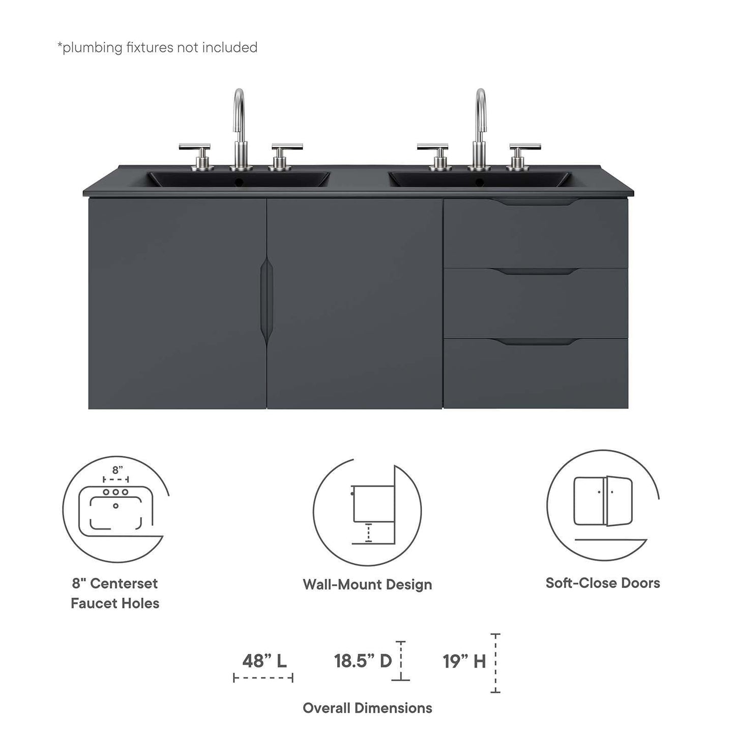 Modway Vitality 48" Double Sink Bathroom Vanity FredCo