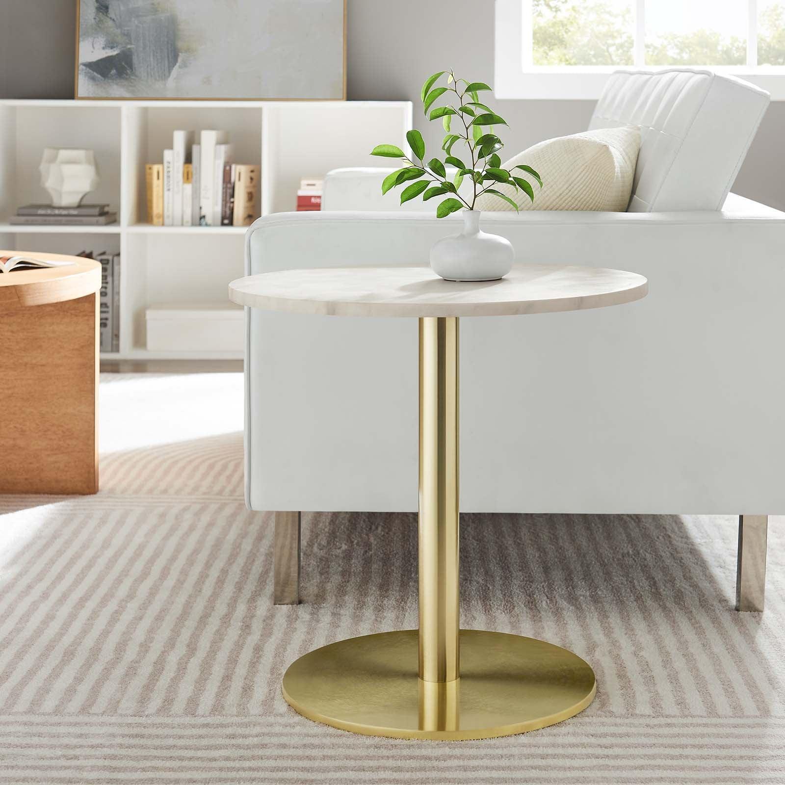 Modway Viva Round White Marble Side Table FredCo