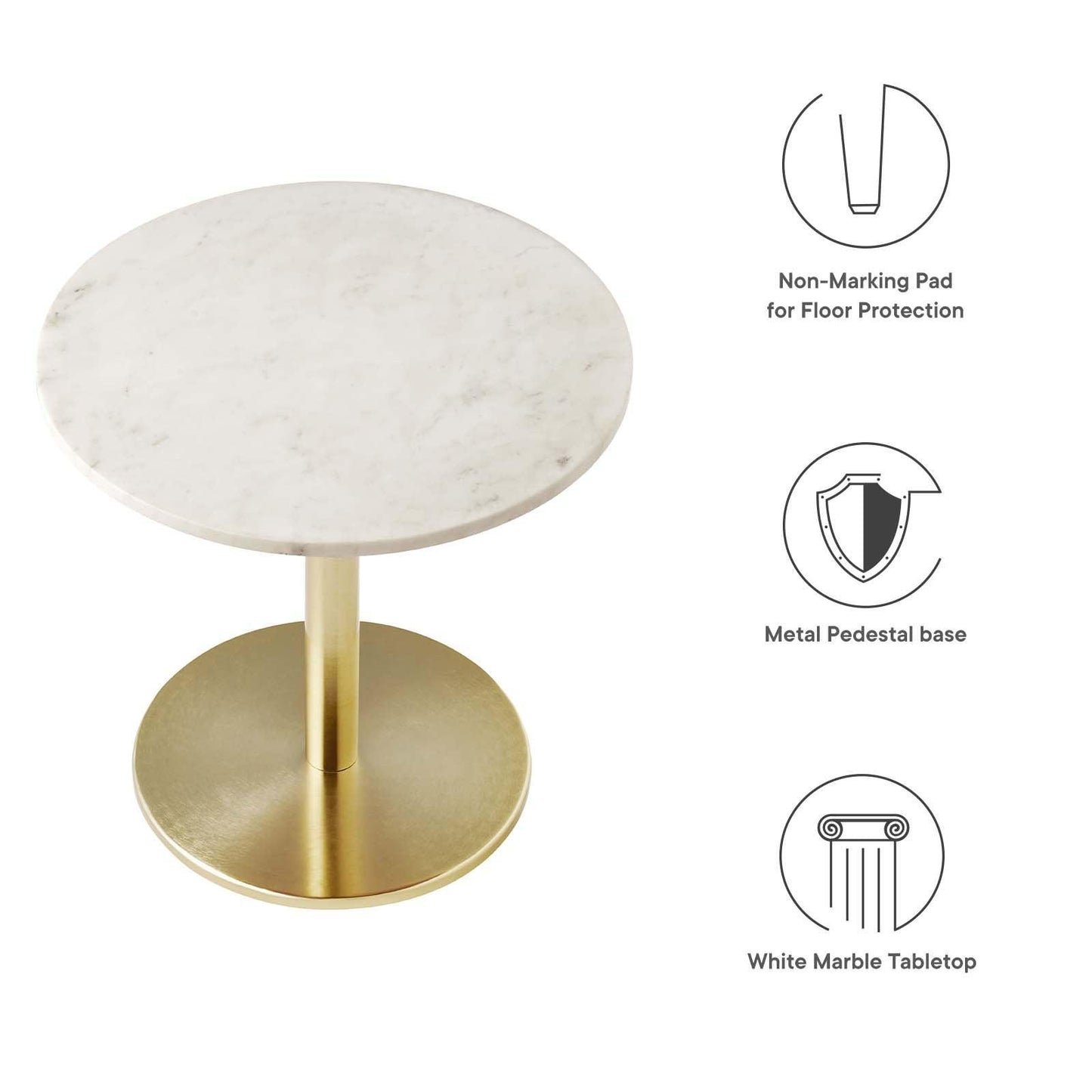 Modway Viva Round White Marble Side Table FredCo
