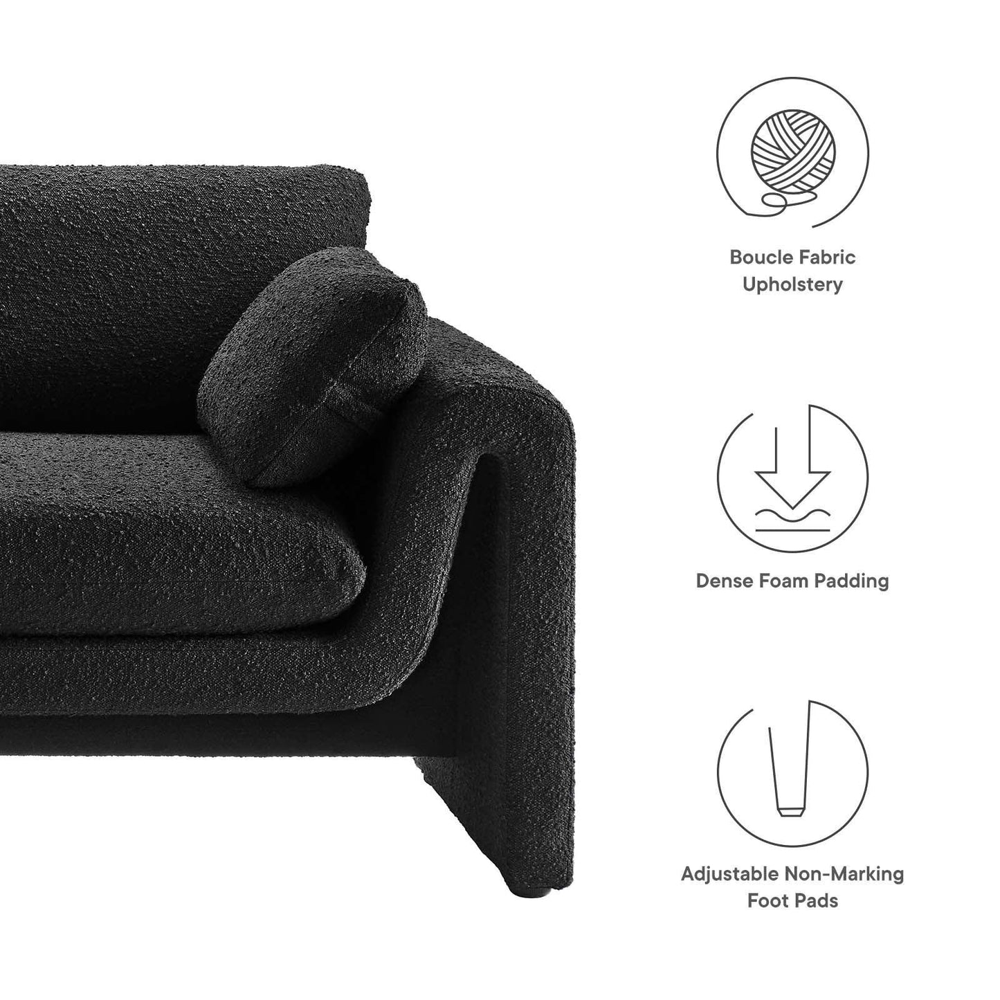 Modway Waverly Boucle Fabric Sofa FredCo