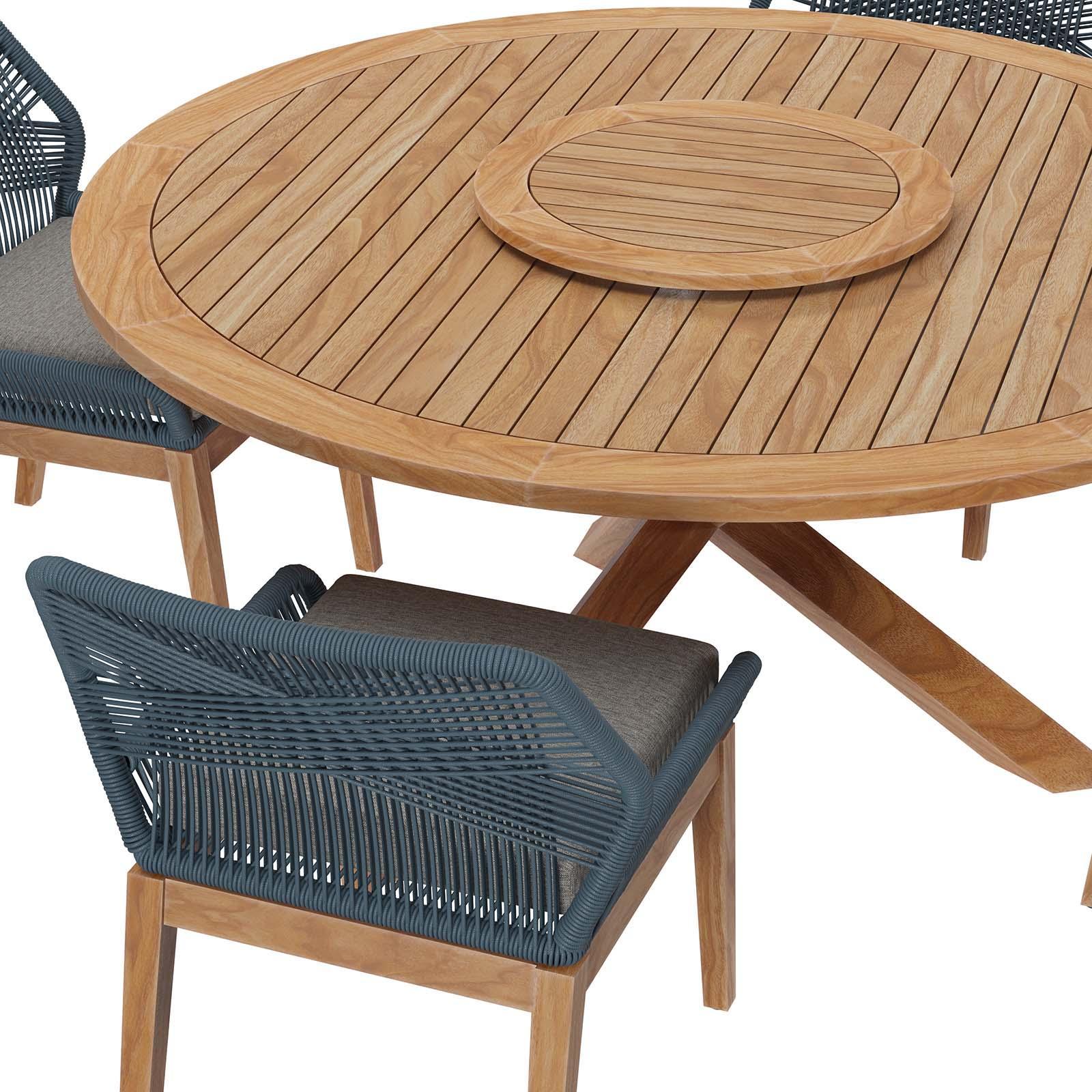 Modway Wellspring 5-Piece Outdoor Patio Teak Wood Dining Set FredCo