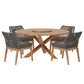 Modway Wellspring 5-Piece Outdoor Patio Teak Wood Dining Set FredCo