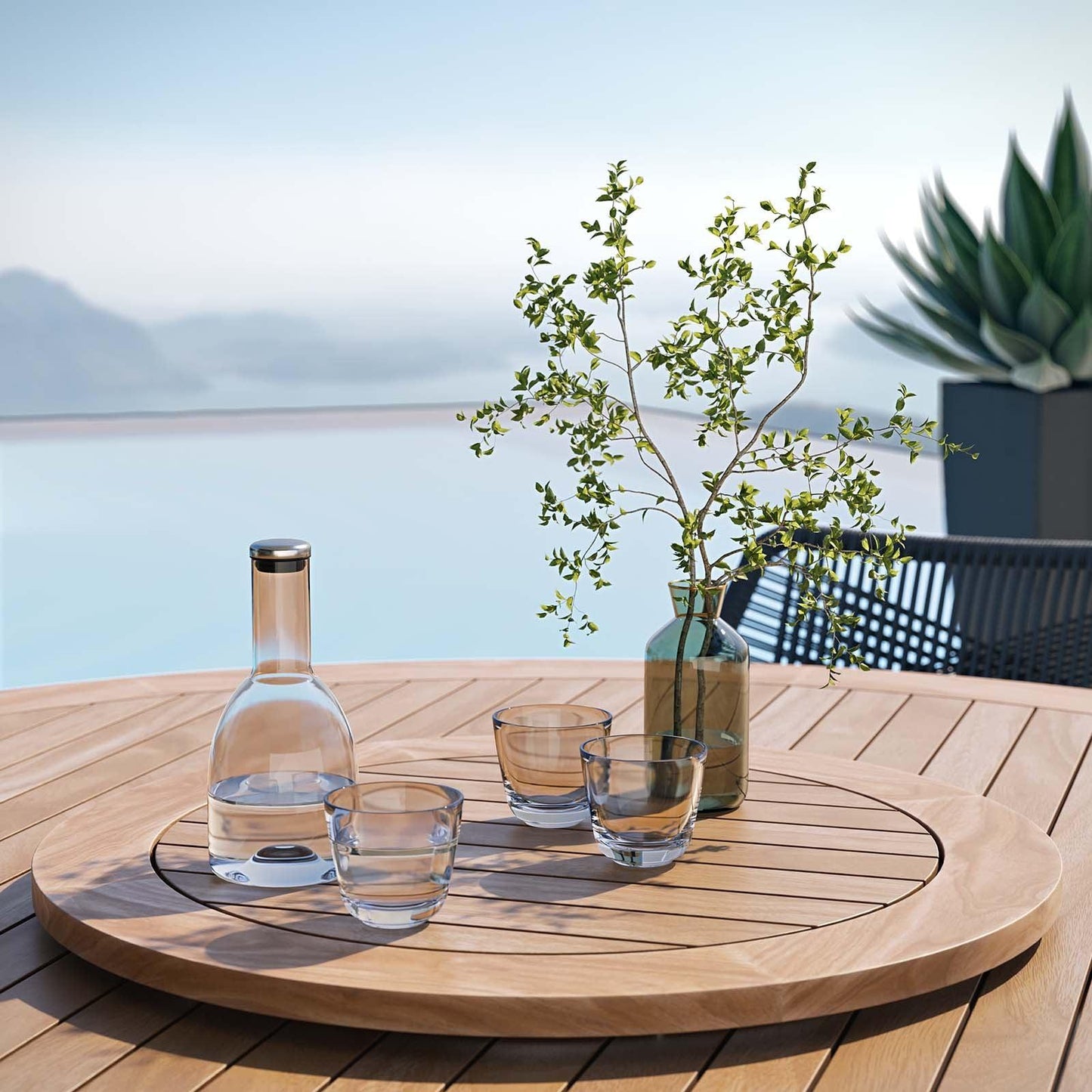Modway Wellspring 5-Piece Outdoor Patio Teak Wood Dining Set FredCo