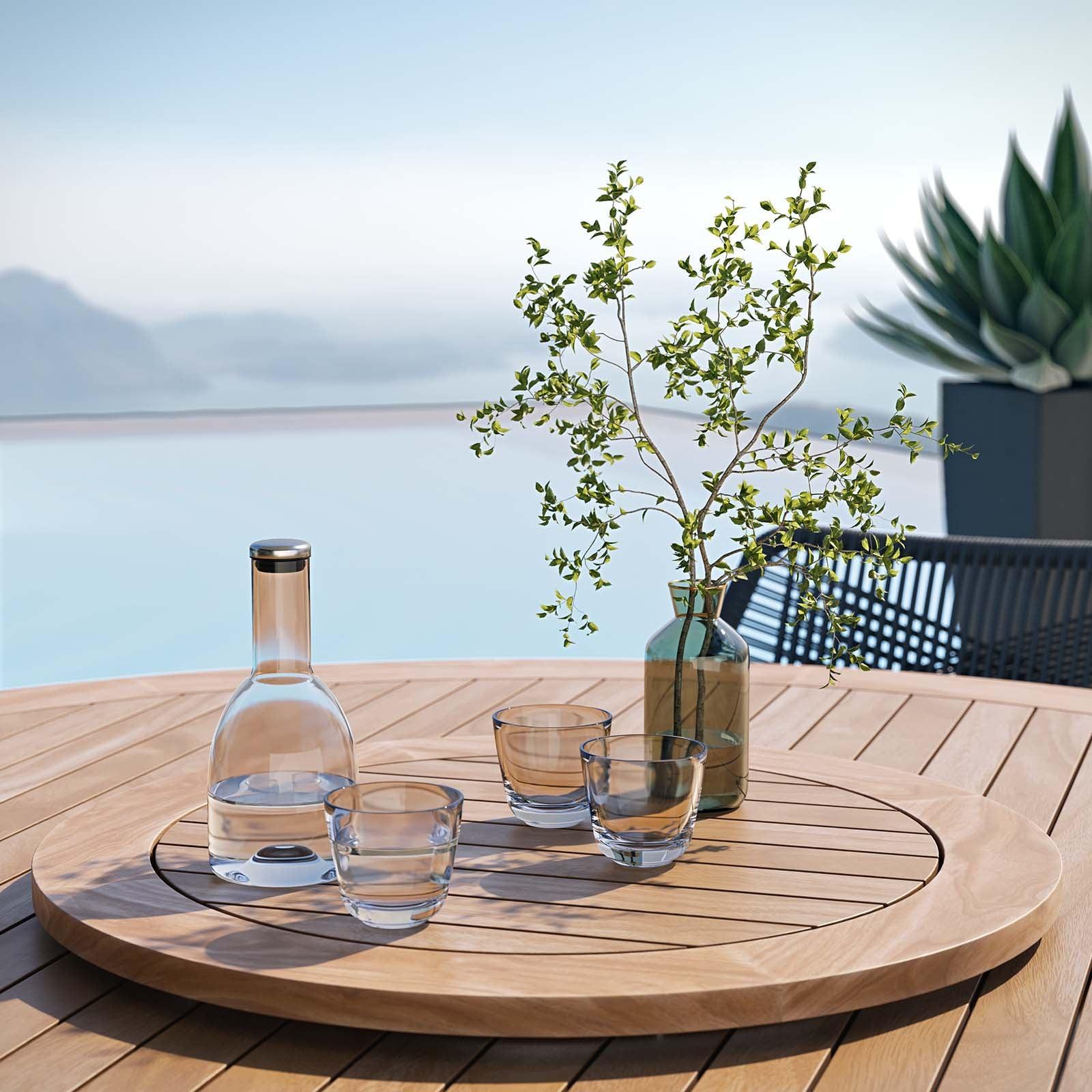 Modway Wellspring 5-Piece Outdoor Patio Teak Wood Dining Set FredCo