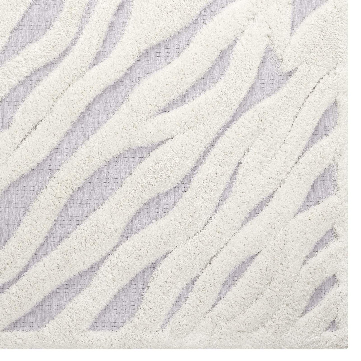 Modway Whimsical Current Abstract Wavy Striped Shag Area Rug FredCo