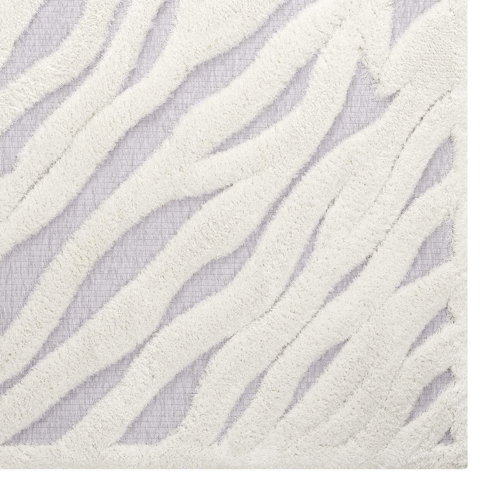 Modway Whimsical Current Abstract Wavy Striped Shag Area Rug FredCo