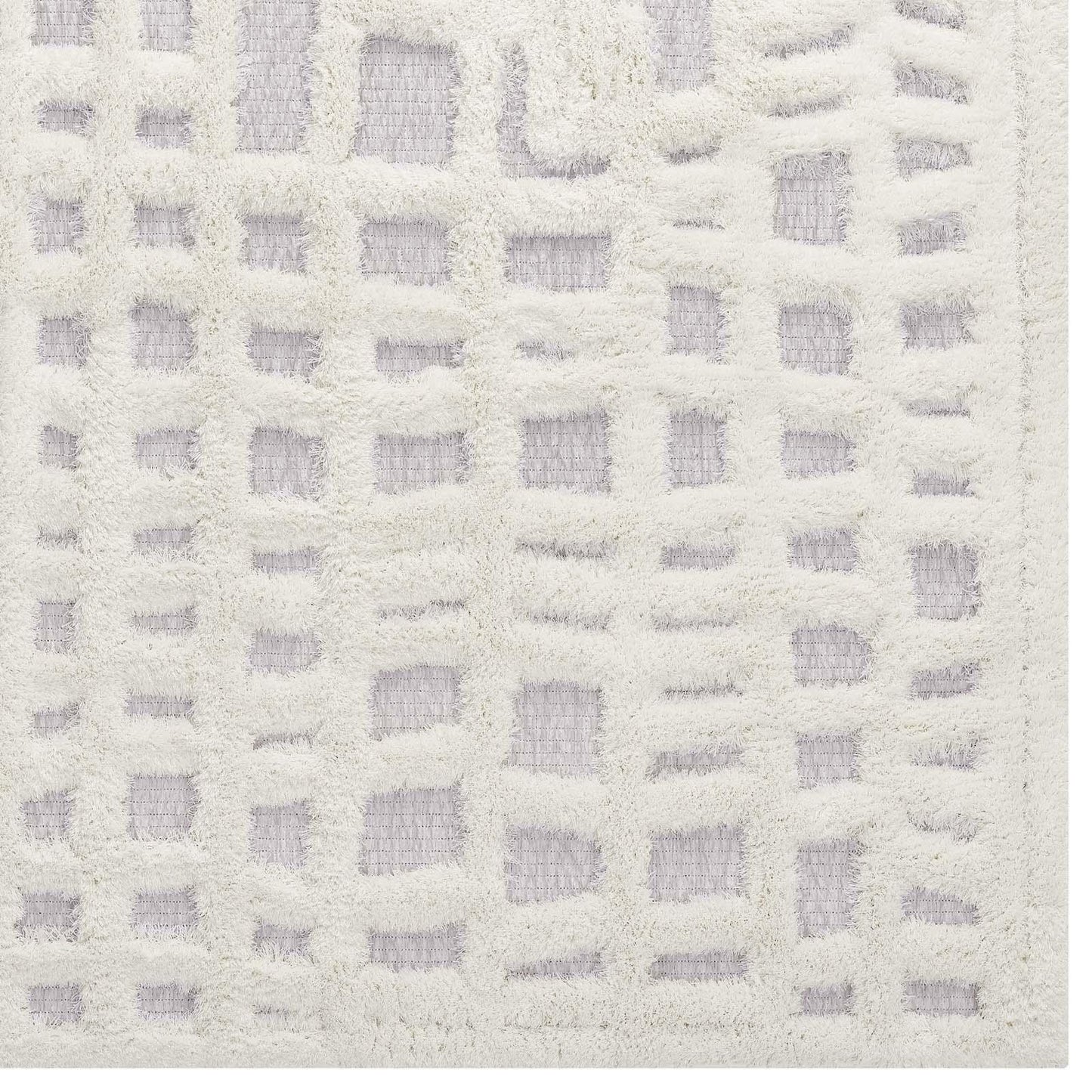 Modway Whimsical Ladder Abstract Plaid Lattice Shag Area Rug FredCo