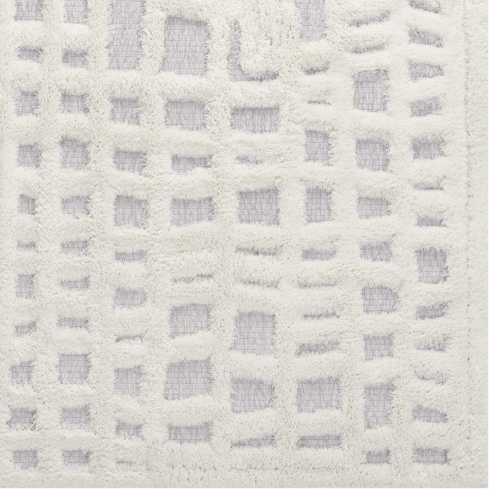 Modway Whimsical Ladder Abstract Plaid Lattice Shag Area Rug FredCo