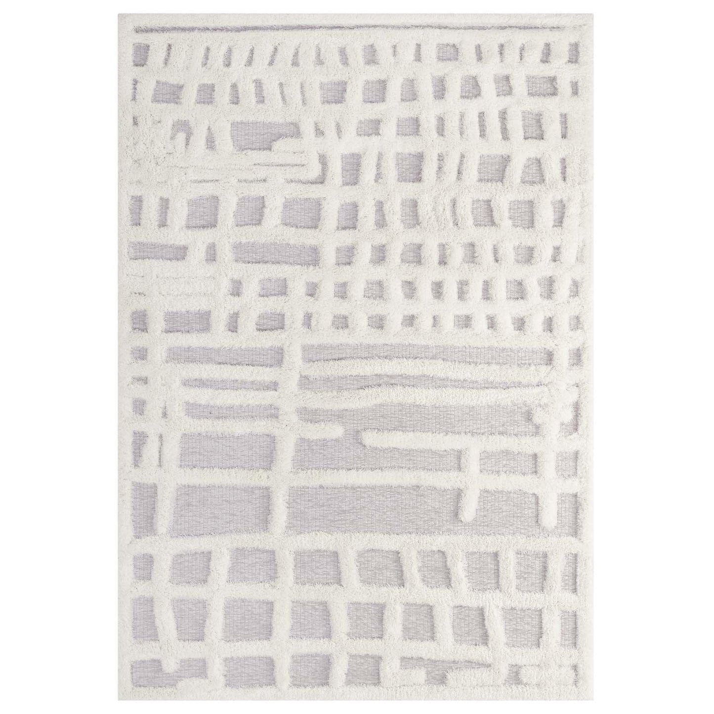 Modway Whimsical Ladder Abstract Plaid Lattice Shag Area Rug FredCo