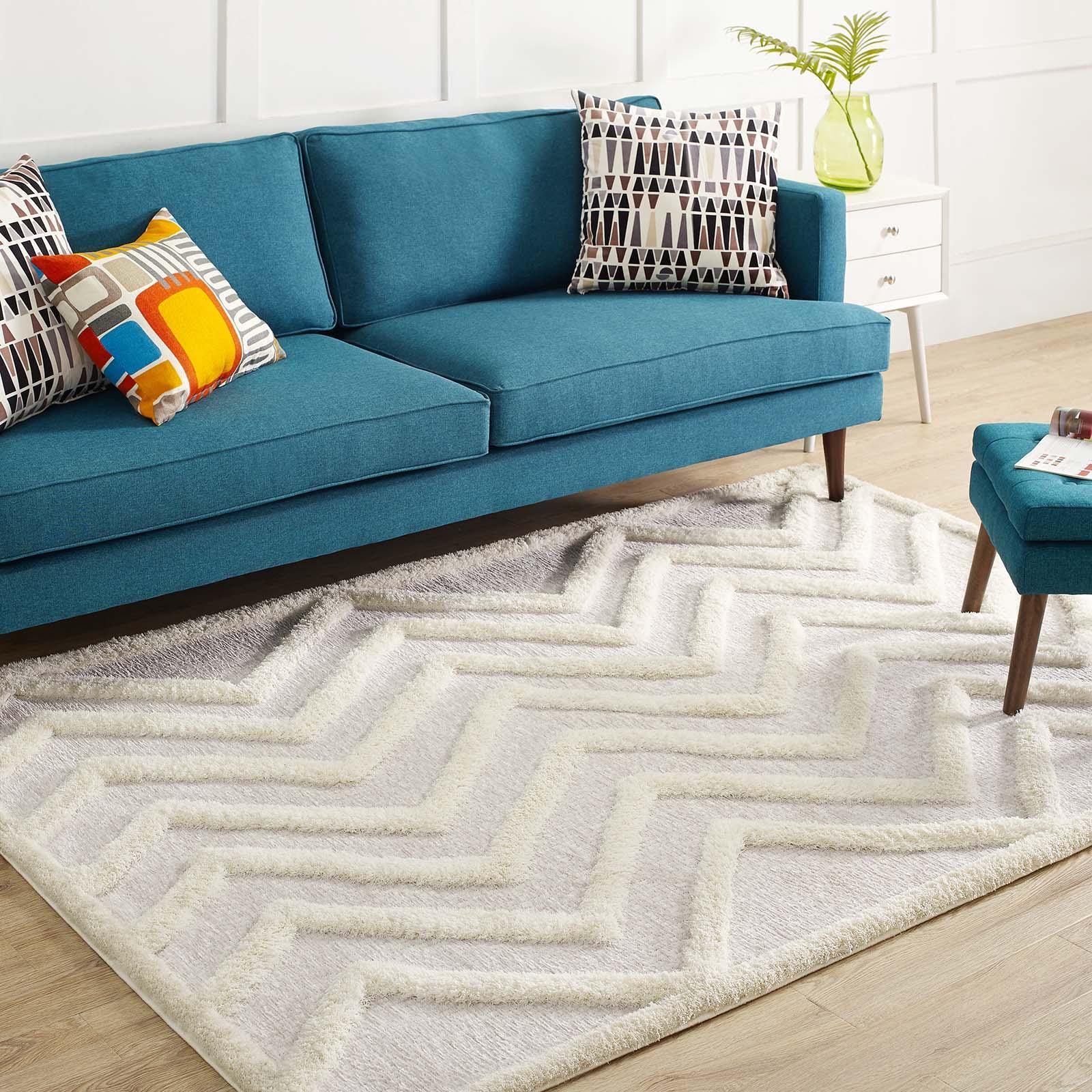 Modway Whimsical Pathway Abstract Chevron Shag Area Rug FredCo