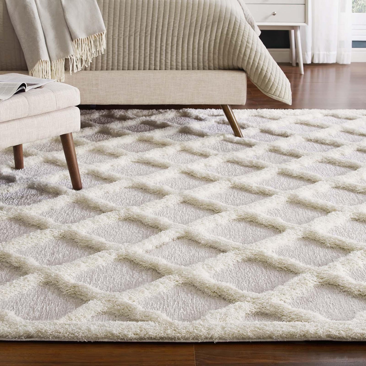 Modway Whimsical Regale Abstract Moroccan Trellis Shag Area Rug FredCo